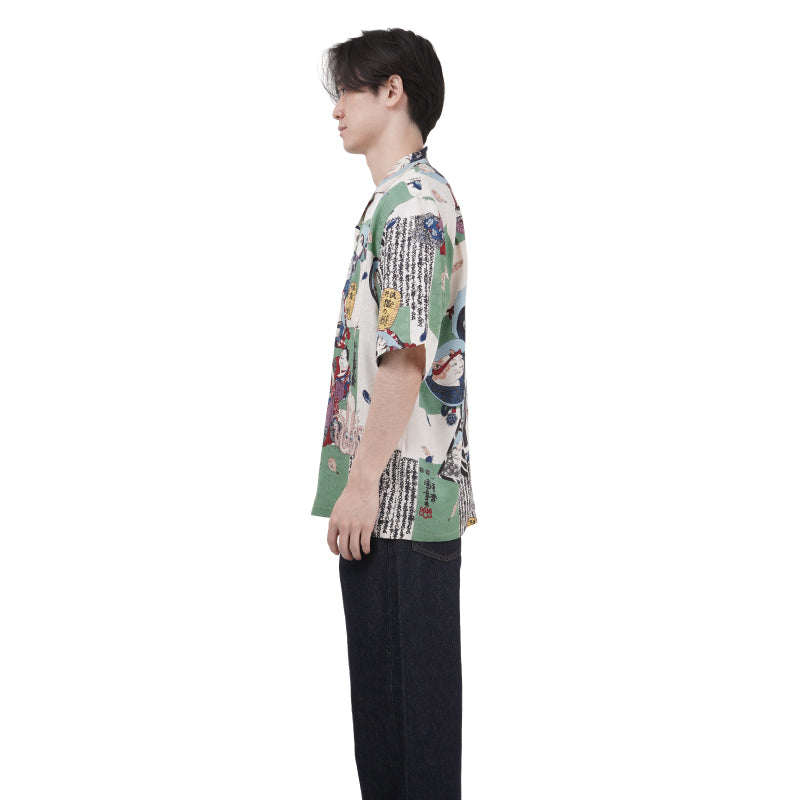 Aloha Shirt / Kyoyuzen / Kuniyoshi Katsushika / Kabuki Cats