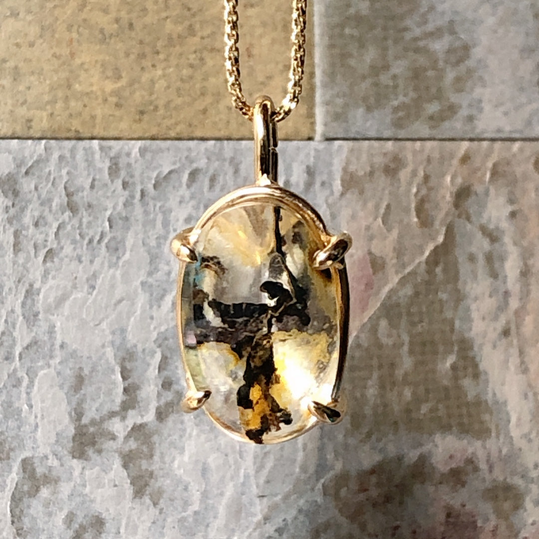 Silver Necklace / Sterling Silver / Dendritic Quartz / No.003