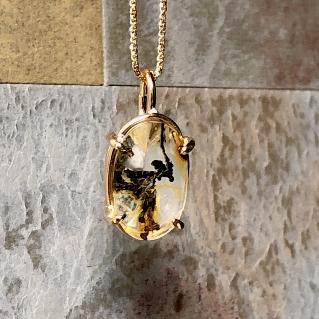 Silver Necklace / Sterling Silver / Dendritic Quartz / No.003