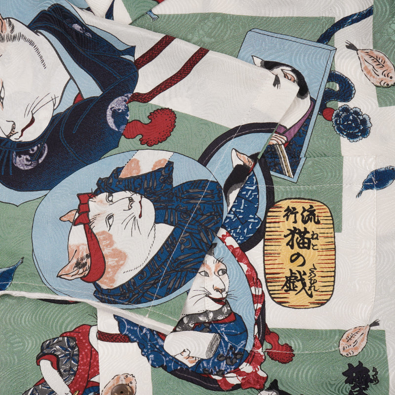 Aloha Shirt / Kyoyuzen / Kuniyoshi Katsushika / Kabuki Cats