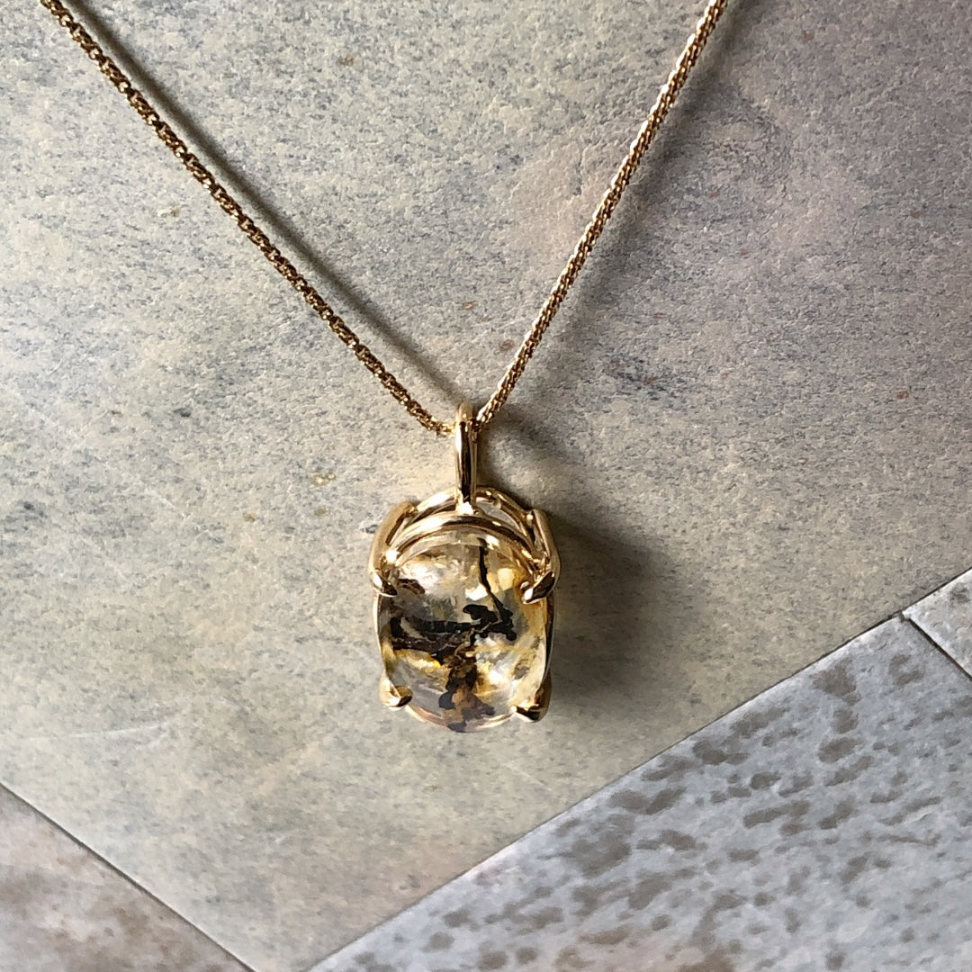 Silver Necklace / Sterling Silver / Dendritic Quartz / No.003