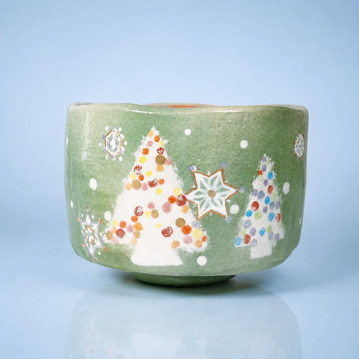 Raku Pottery / Tea Bowl / Christmas