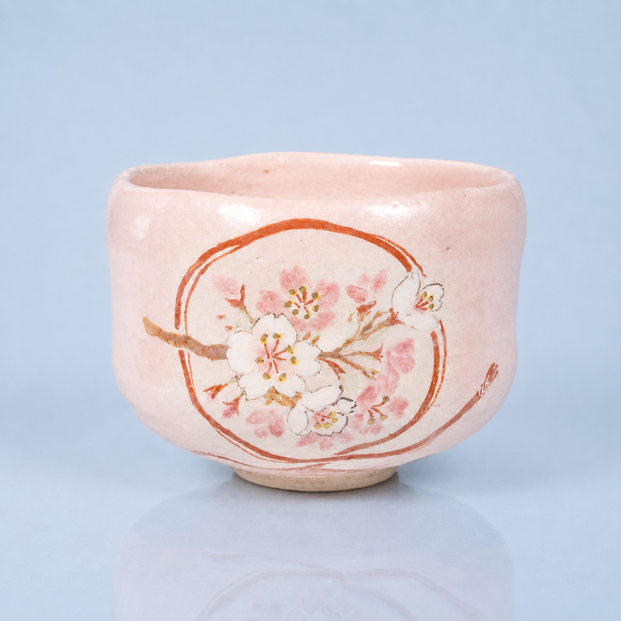 Raku Pottery / Tea Bowl / Wreath of Cherry Blossom