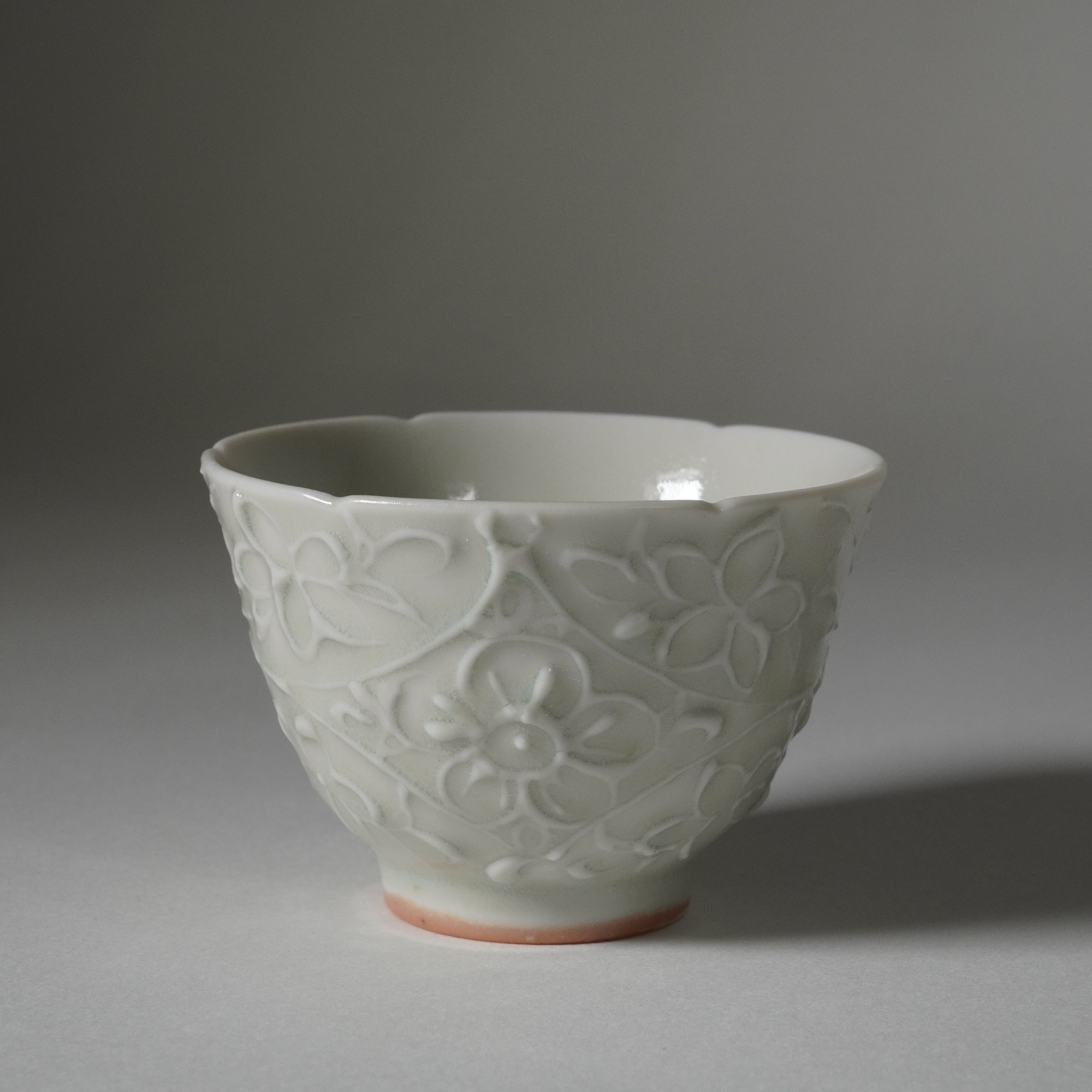 Sake Cup / Ash Blue / Floral Shippo