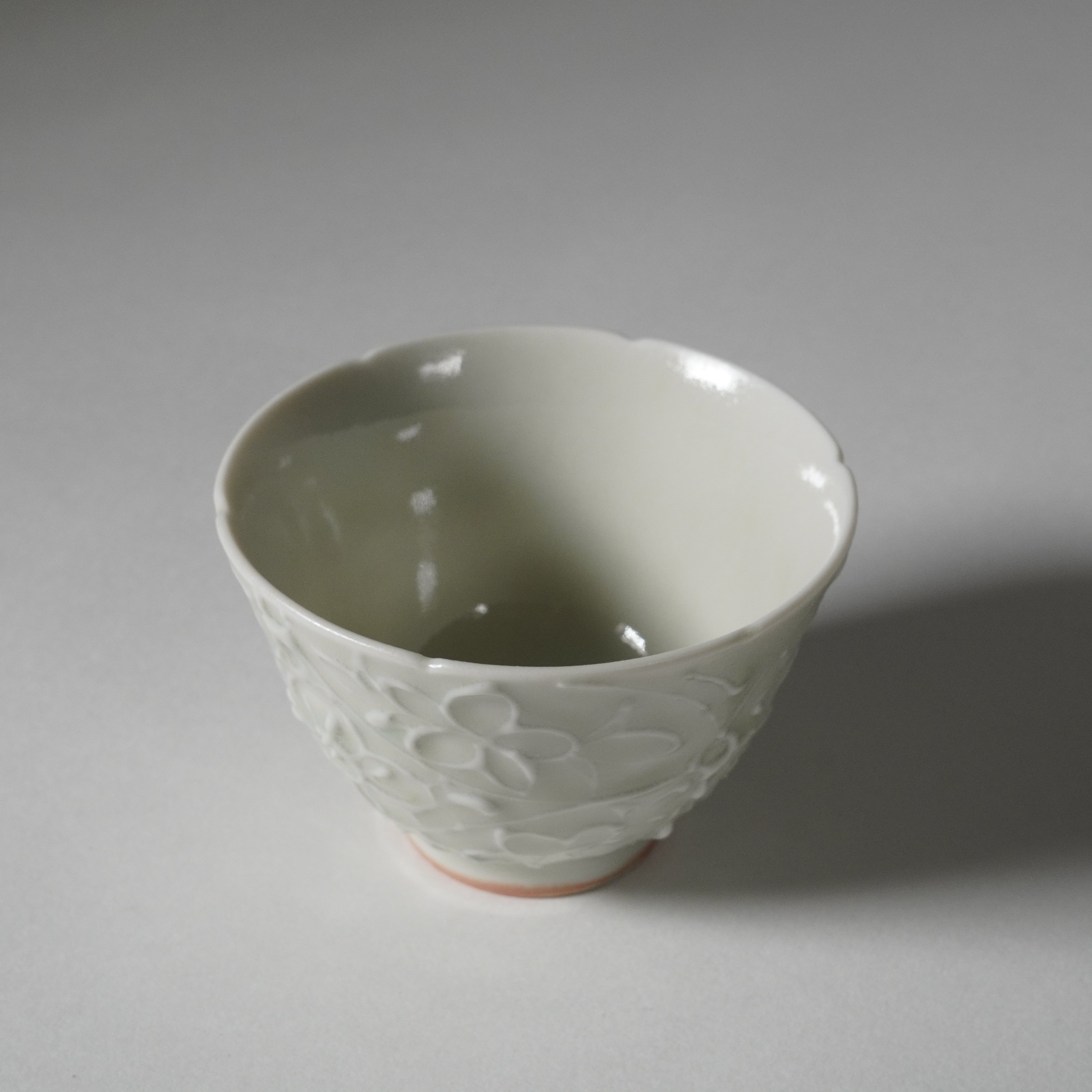 Sake Cup / Ash Blue / Floral Shippo
