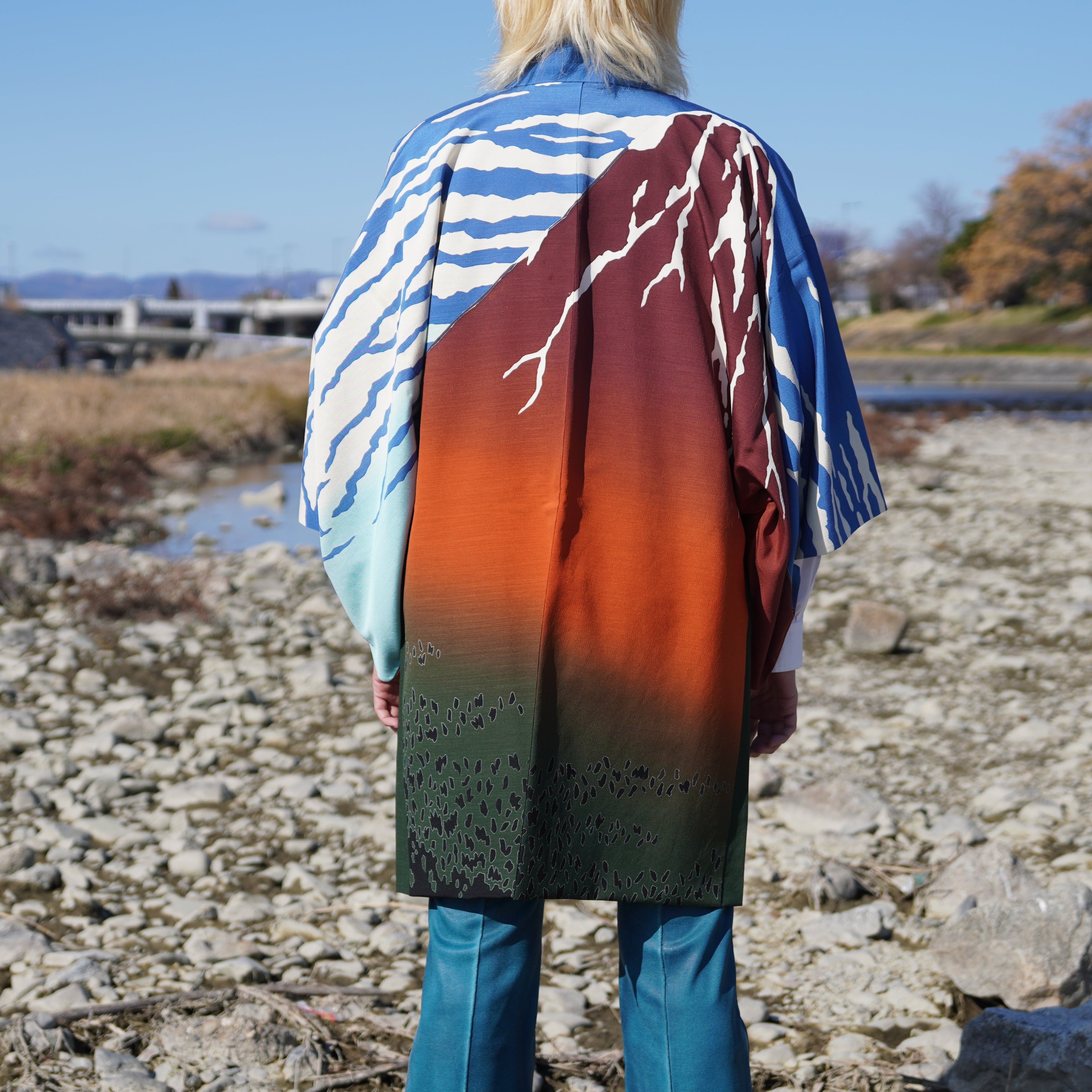 Haori Jacket / Kyo-Yuzen / Red Fuji (Aka-Fuji)