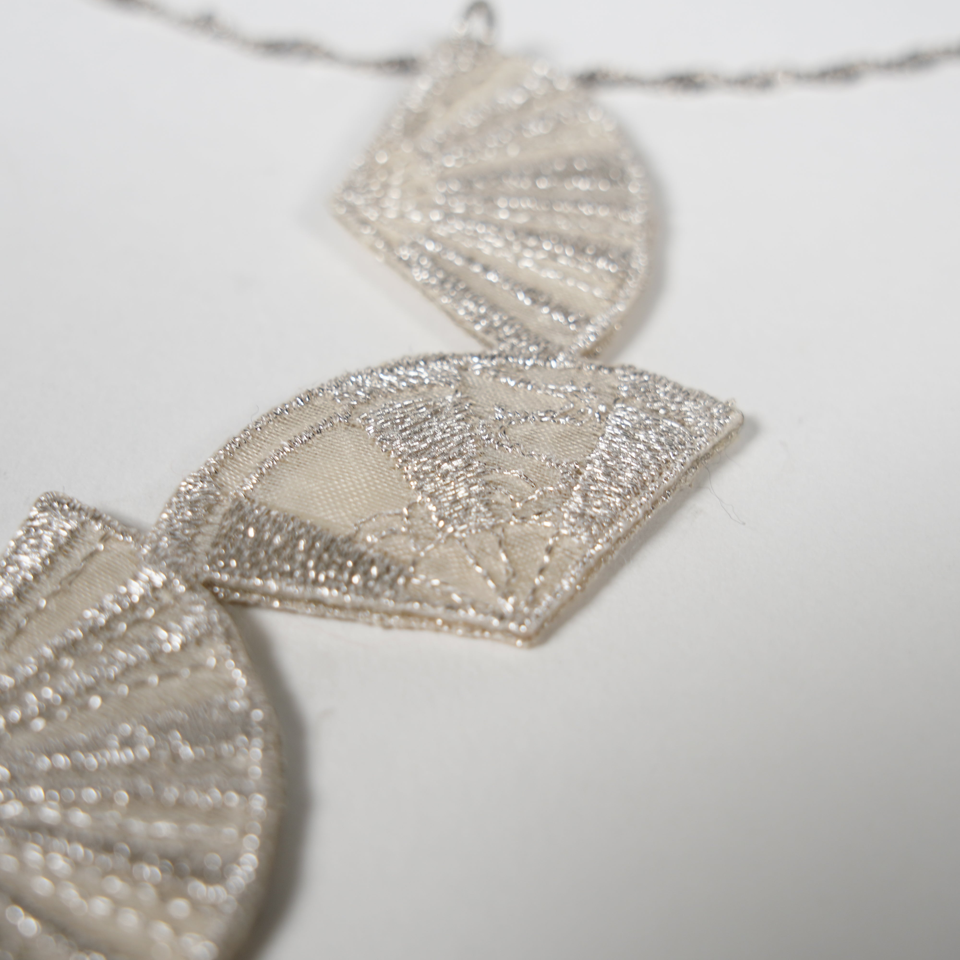 Embroidered Necklace / Metallic Thread / Kyoto Fan