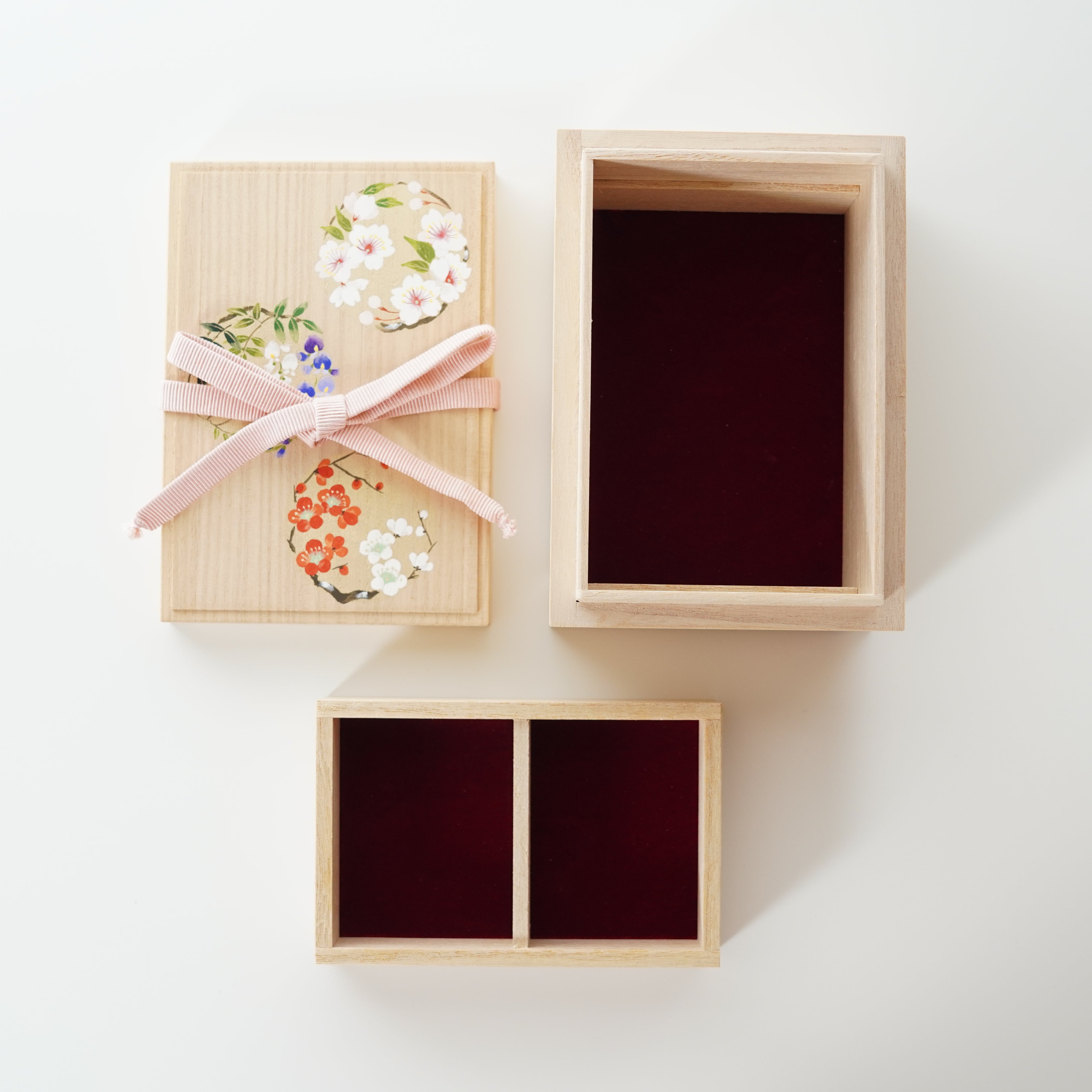 Hand-painted Jewelry Box / Paulownia Wood / Japanese Four Seasons
