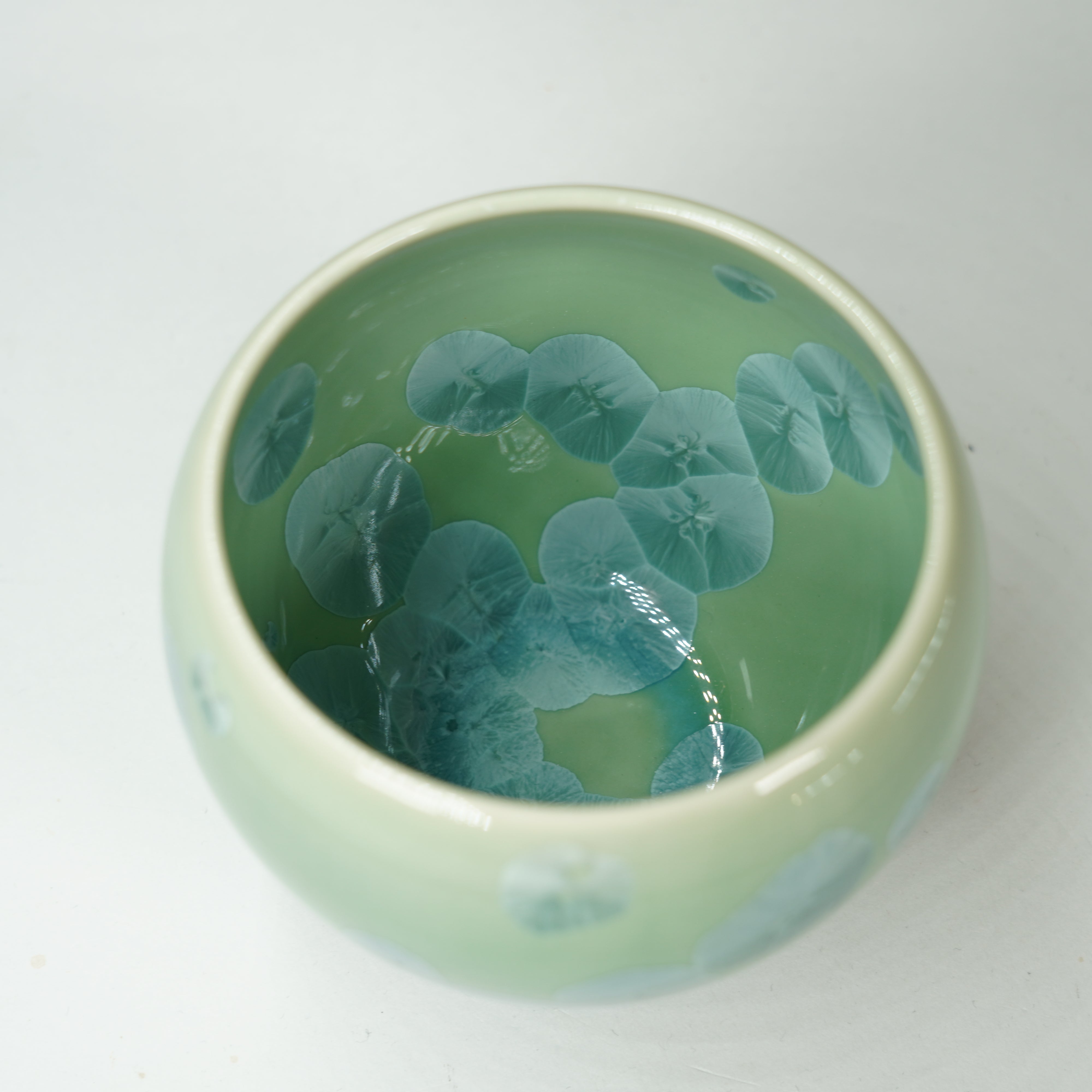 Taza de cristal de flores / verde