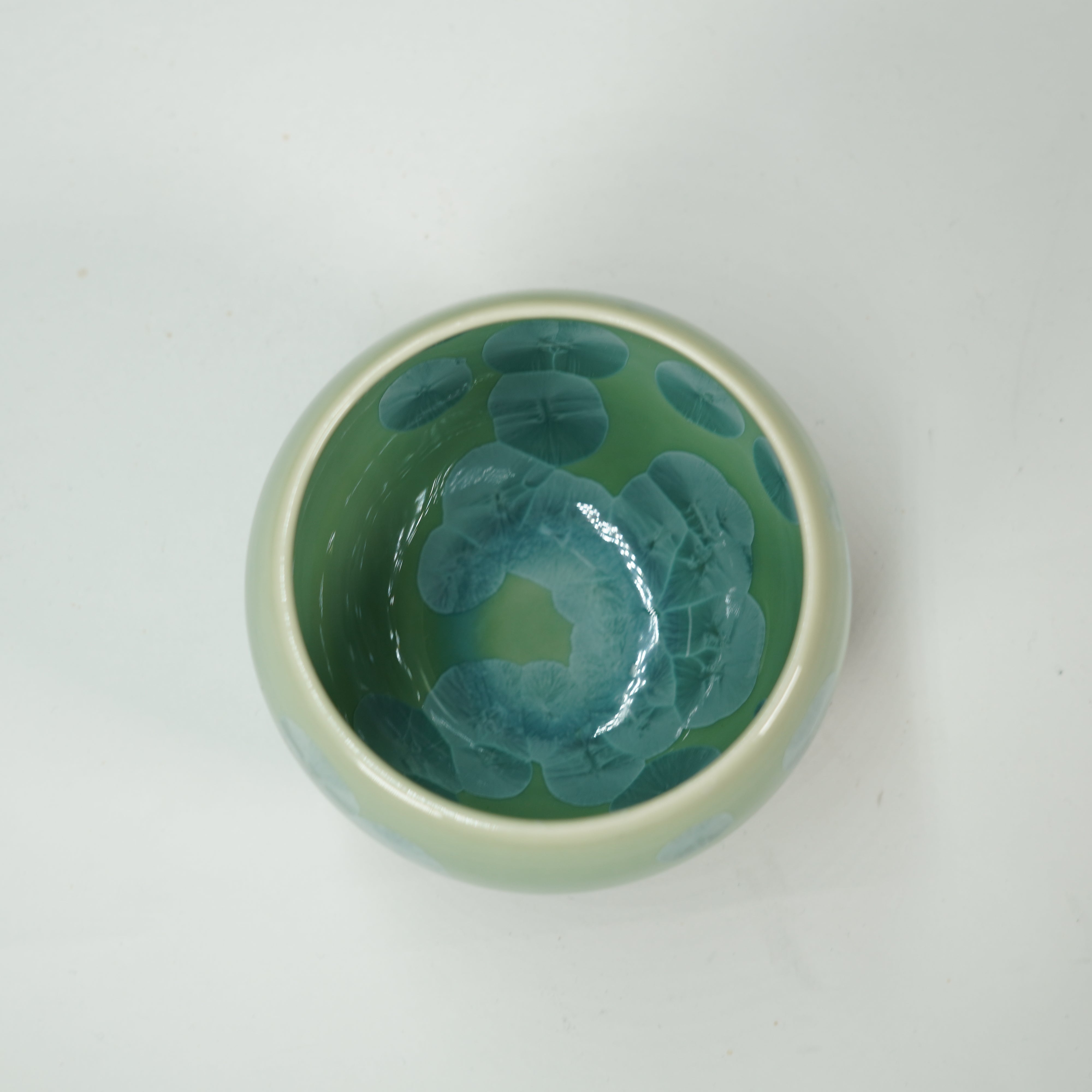 Taza de cristal de flores / verde
