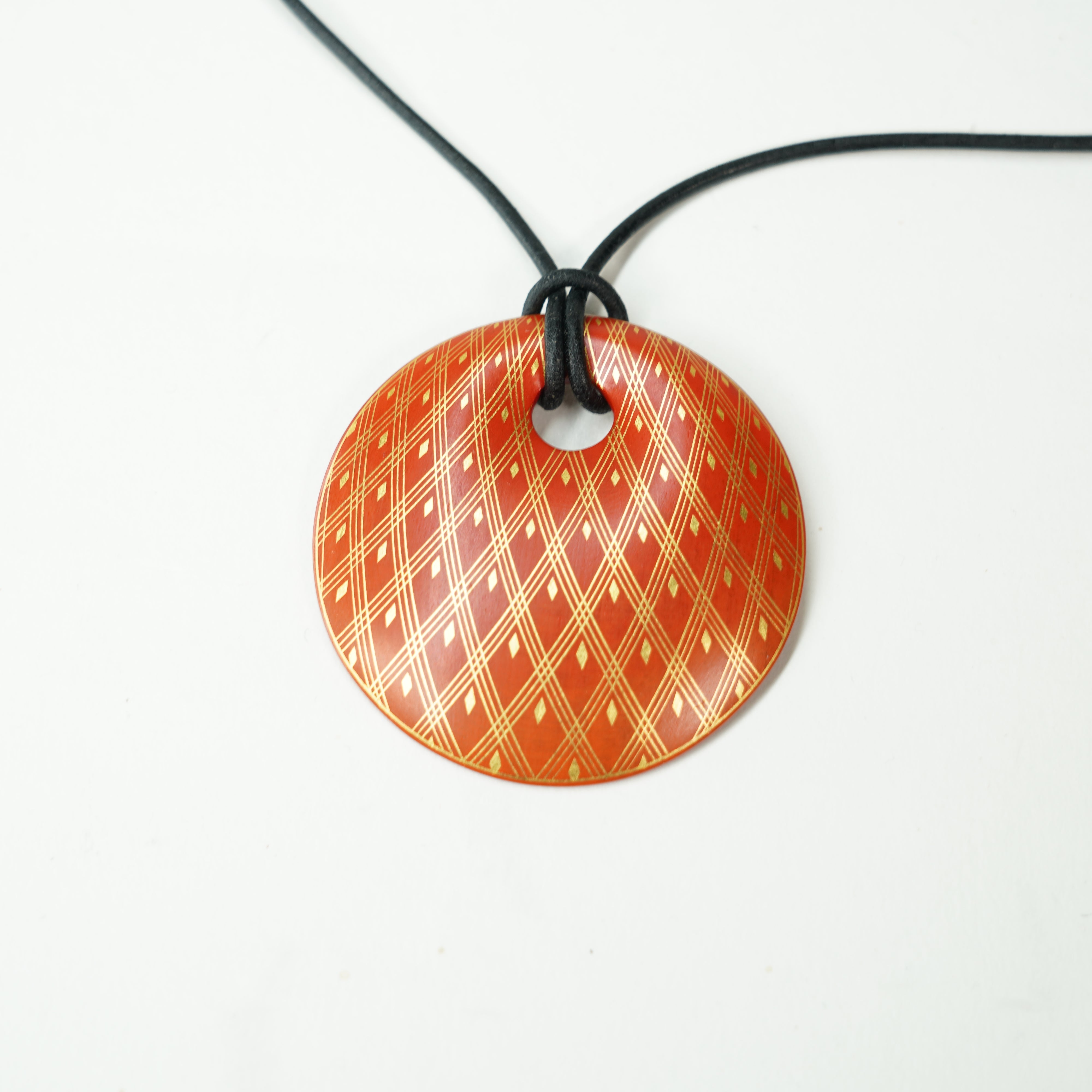 Kirikane Pendant / Gold Leaf Appliqué / Scarlet Mirror (Kokyo)