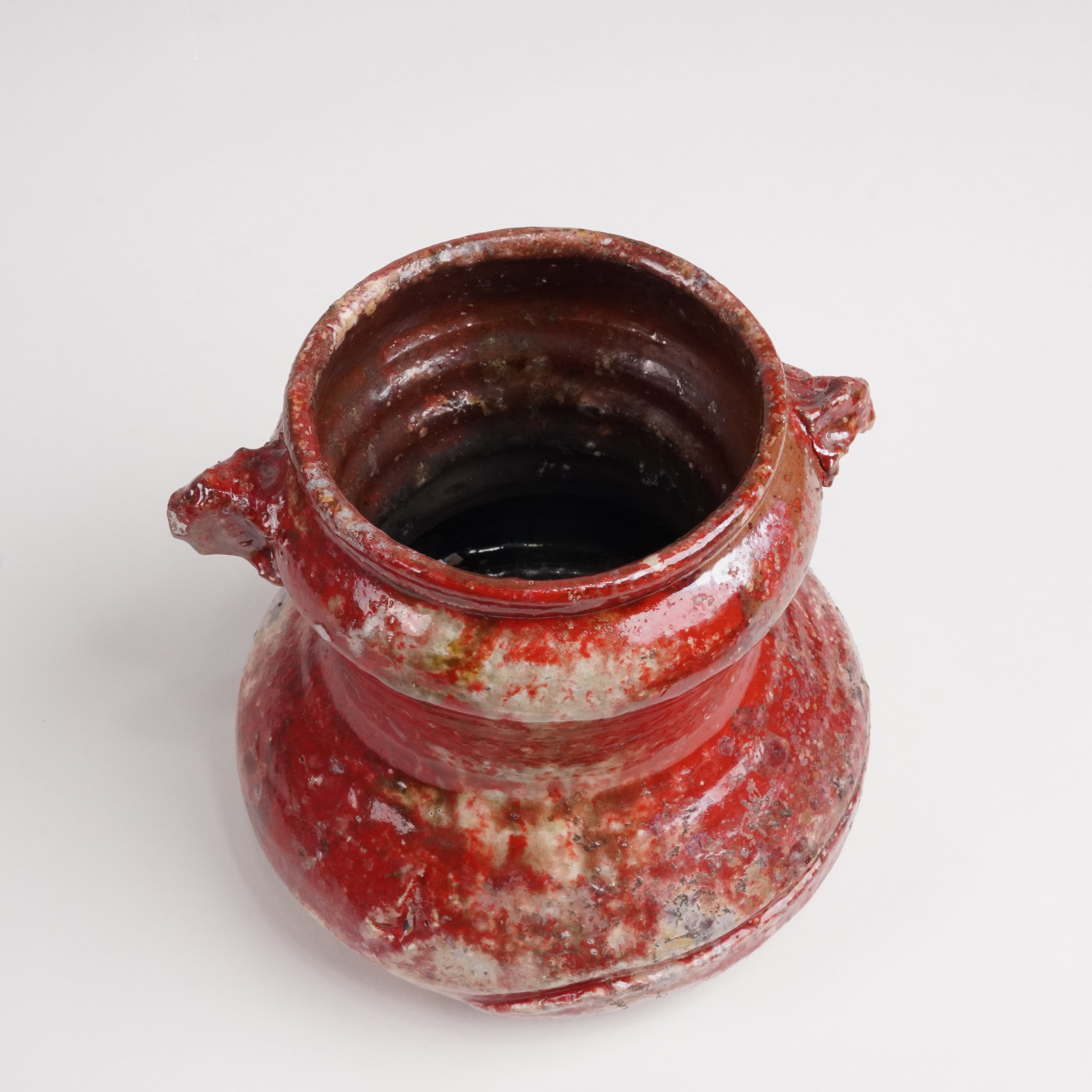 Flower Vase / Tanba Ware / Aka-Tanba Red / Handled
