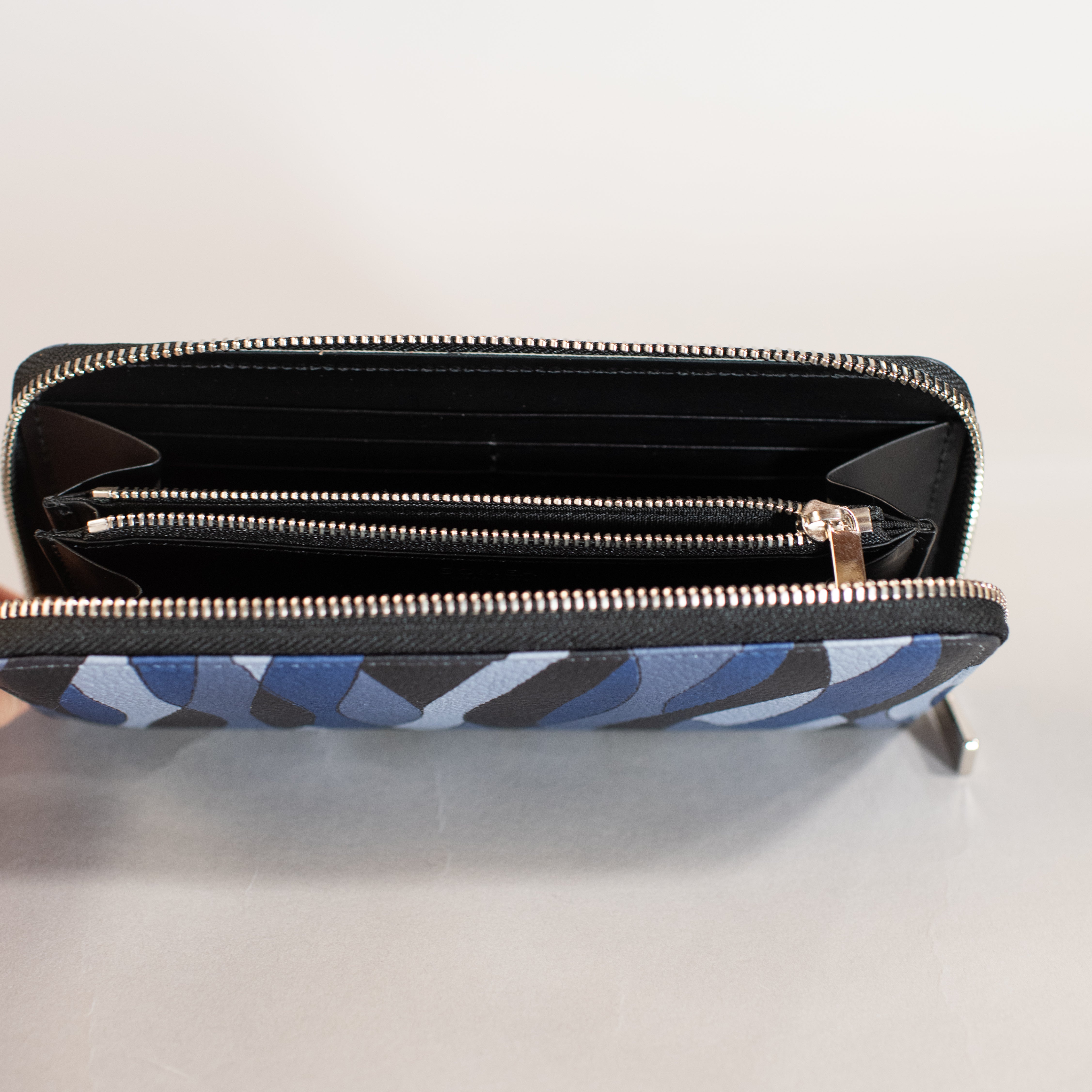 Kyo-Yuzen Leather / Long Wallet / Indigo Black (Aikuro)