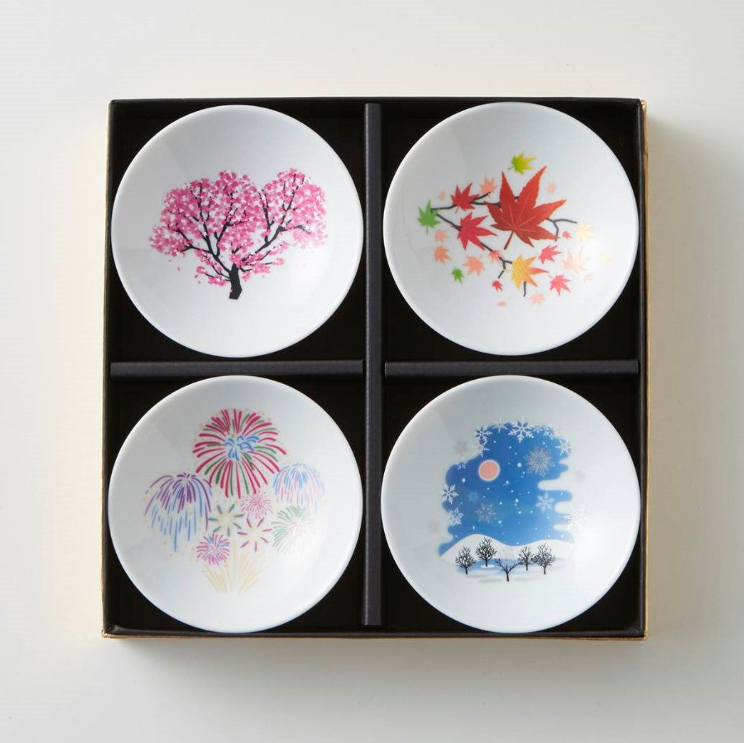 Cold Sake Cup / Four Seasons / 4 pièces