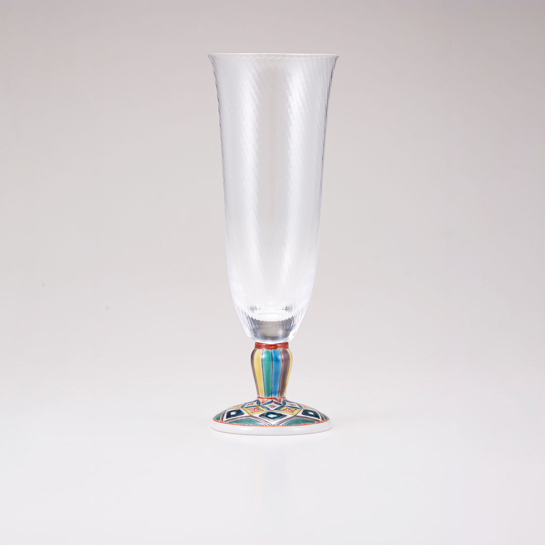 Kutani Japanese Beer Glass / Old Pattern 2 / Diagonal