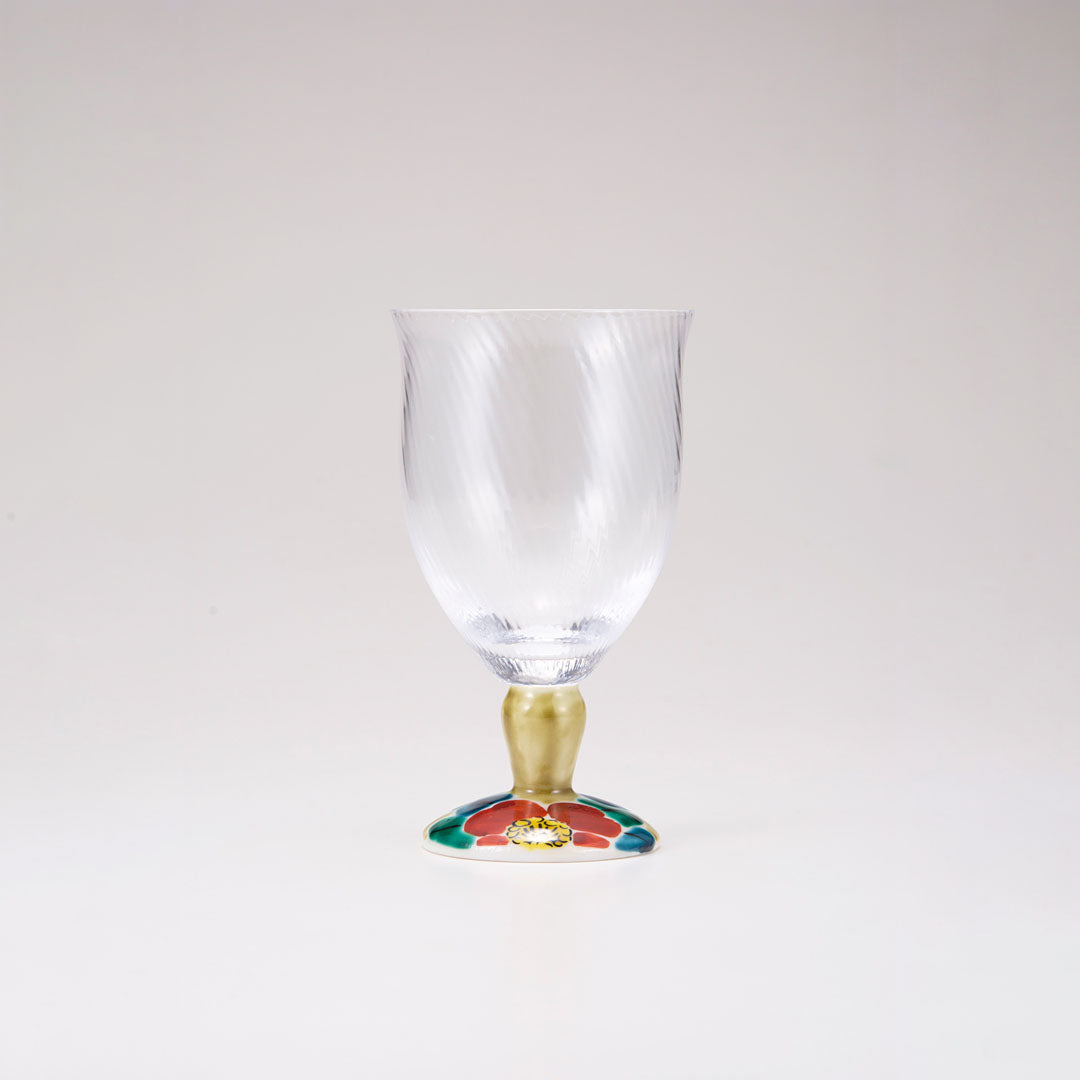 Kutani Glass Glass / Camellia Sasanqua / Diagonal