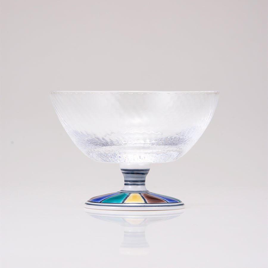 Kutani Japanese Dessert Verre / Match coloré 1 / Diagonale
