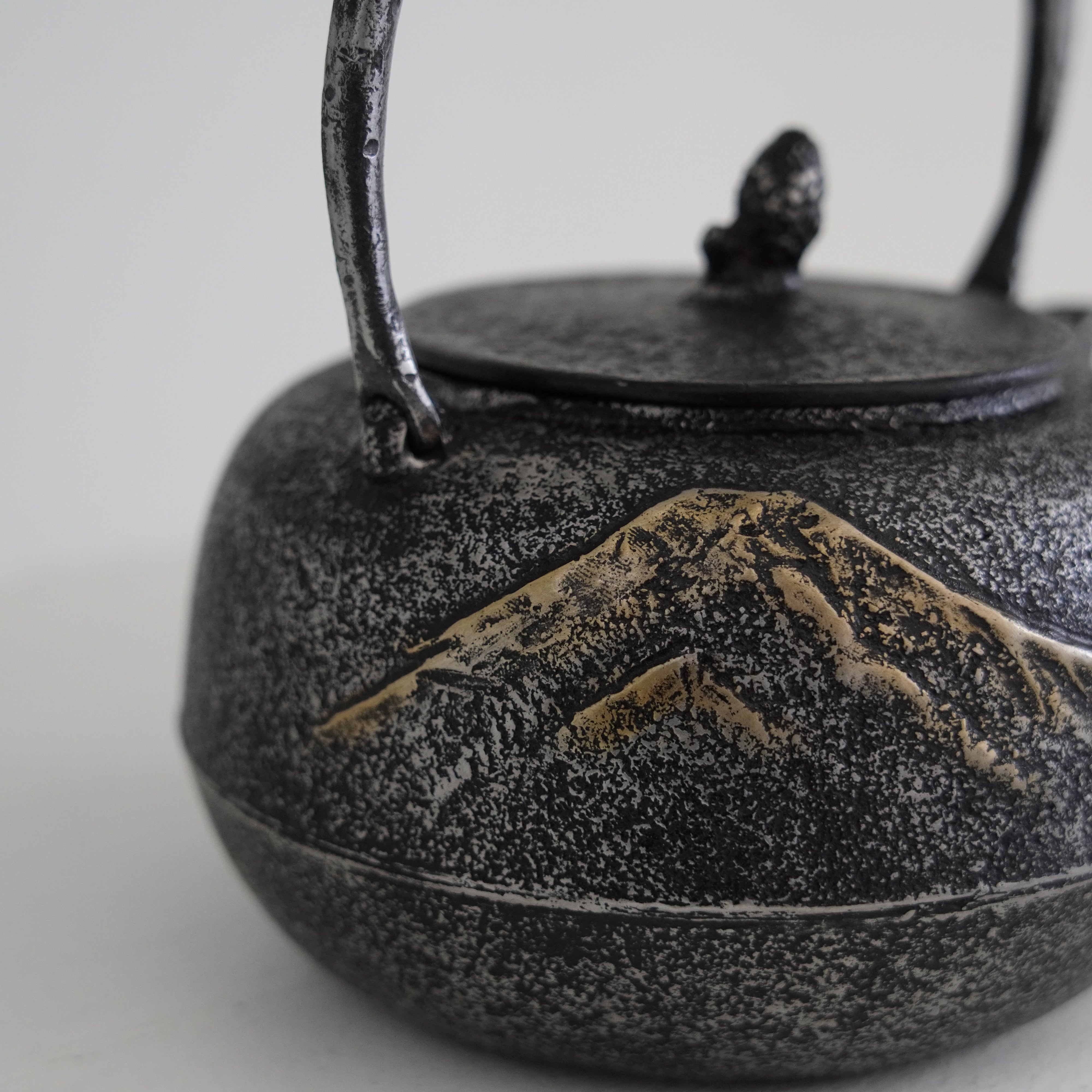 Iron Sand Kettle / Mt.Fuji & Horse / Flat Round Shape