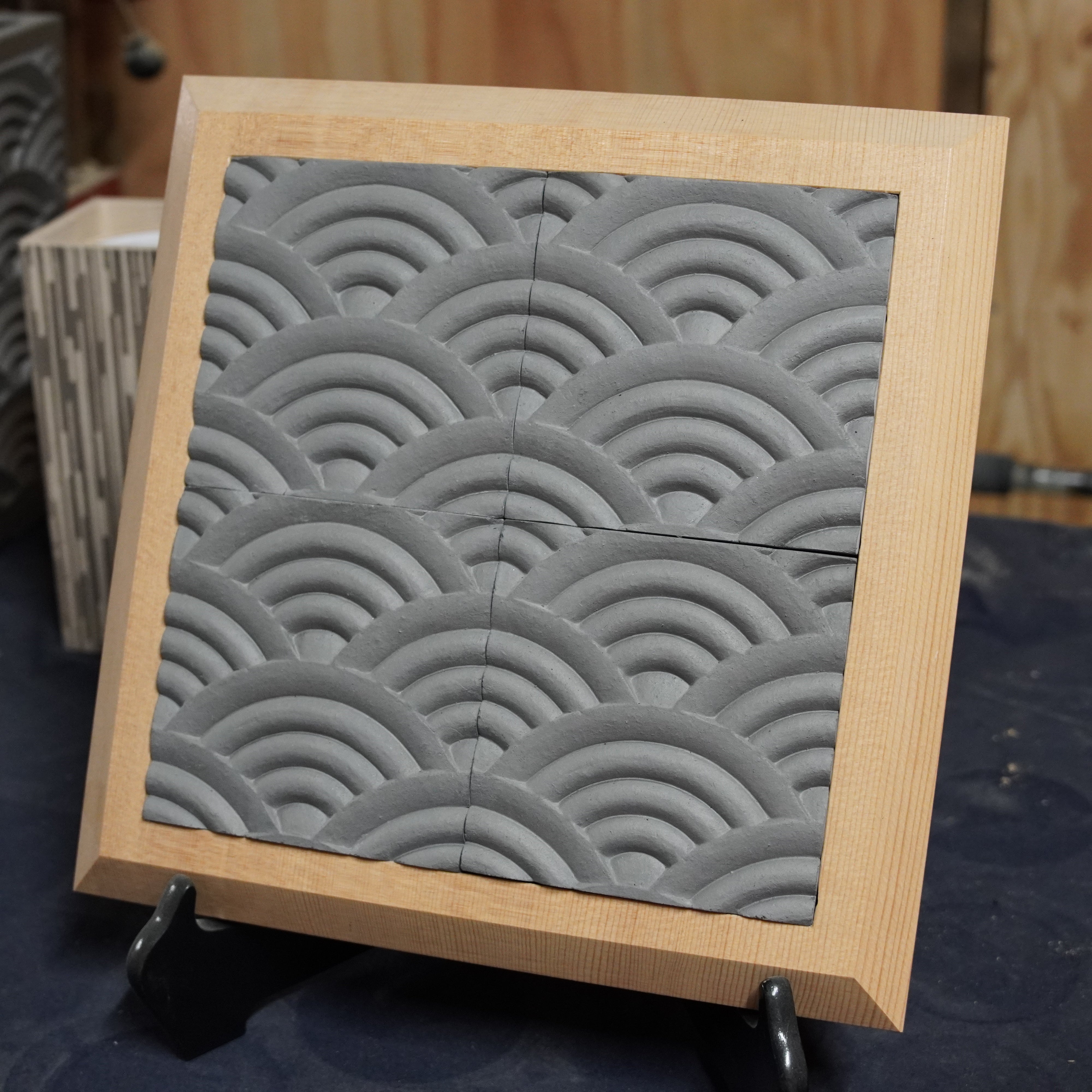 Kawara Tile / Blue Ocean Wave / Circle / Set of 4