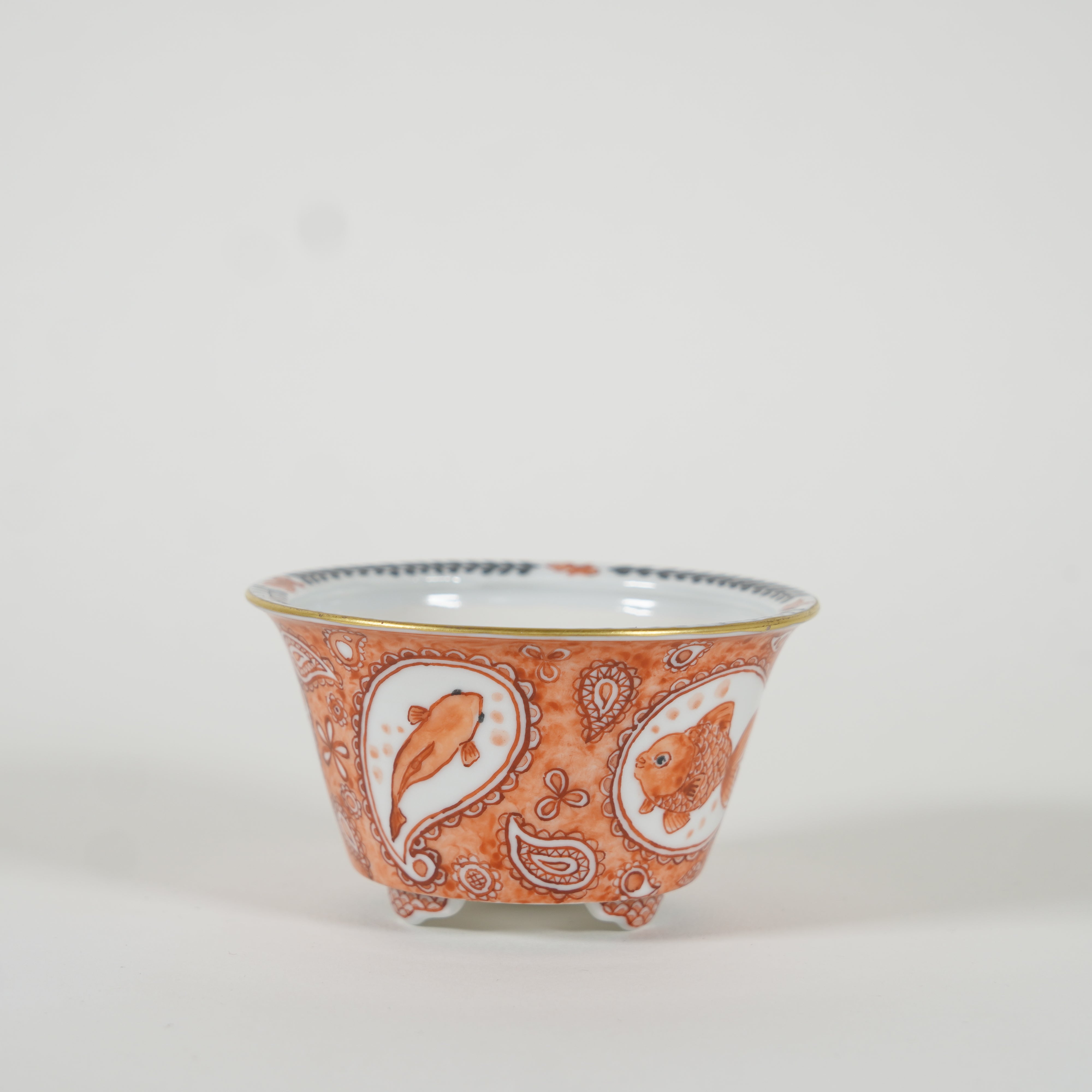 Bonsai Pot / Akae Red / Paisley Pattern