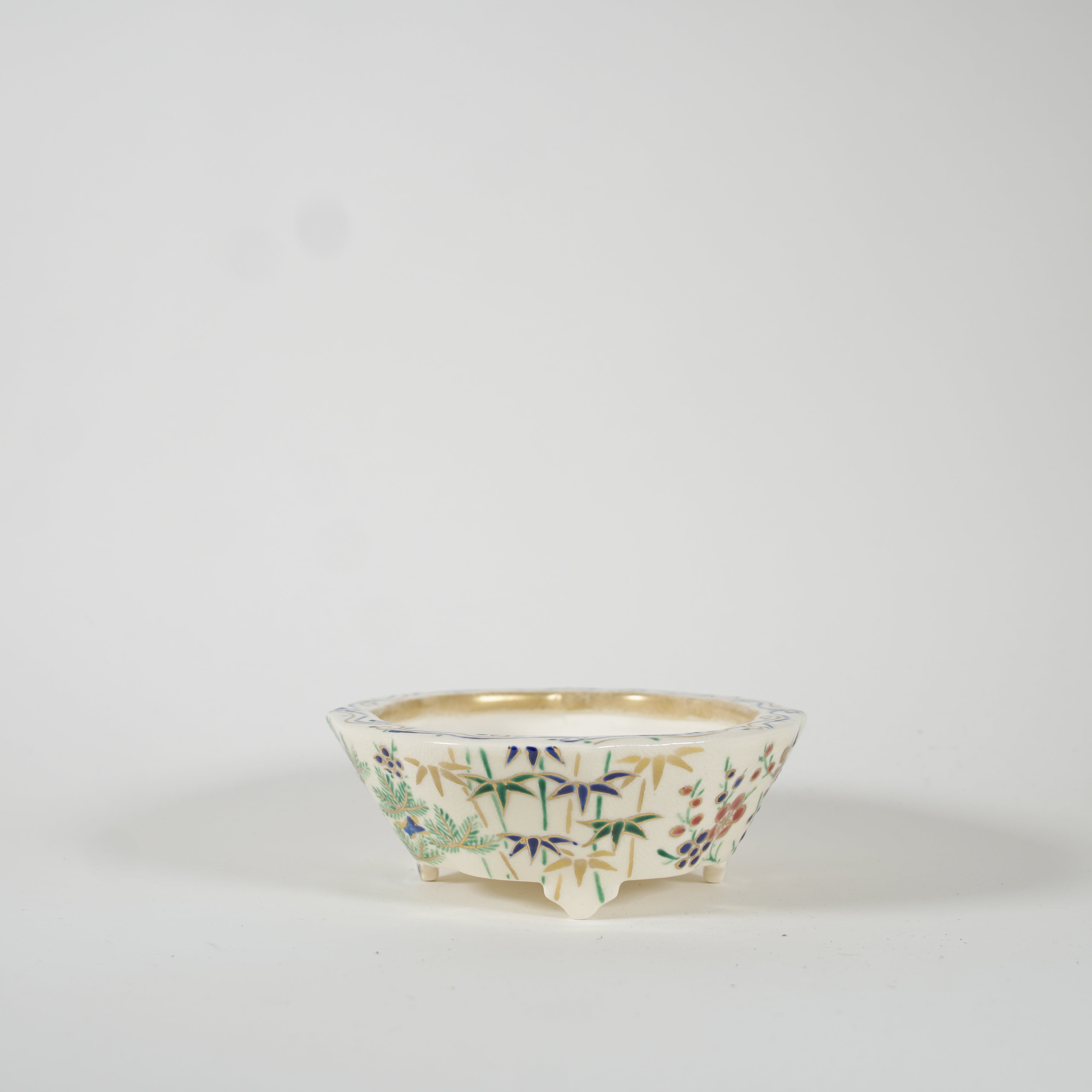 Bonsai Pot / Iroe Enamel / Pine, Bamboo & Plum
