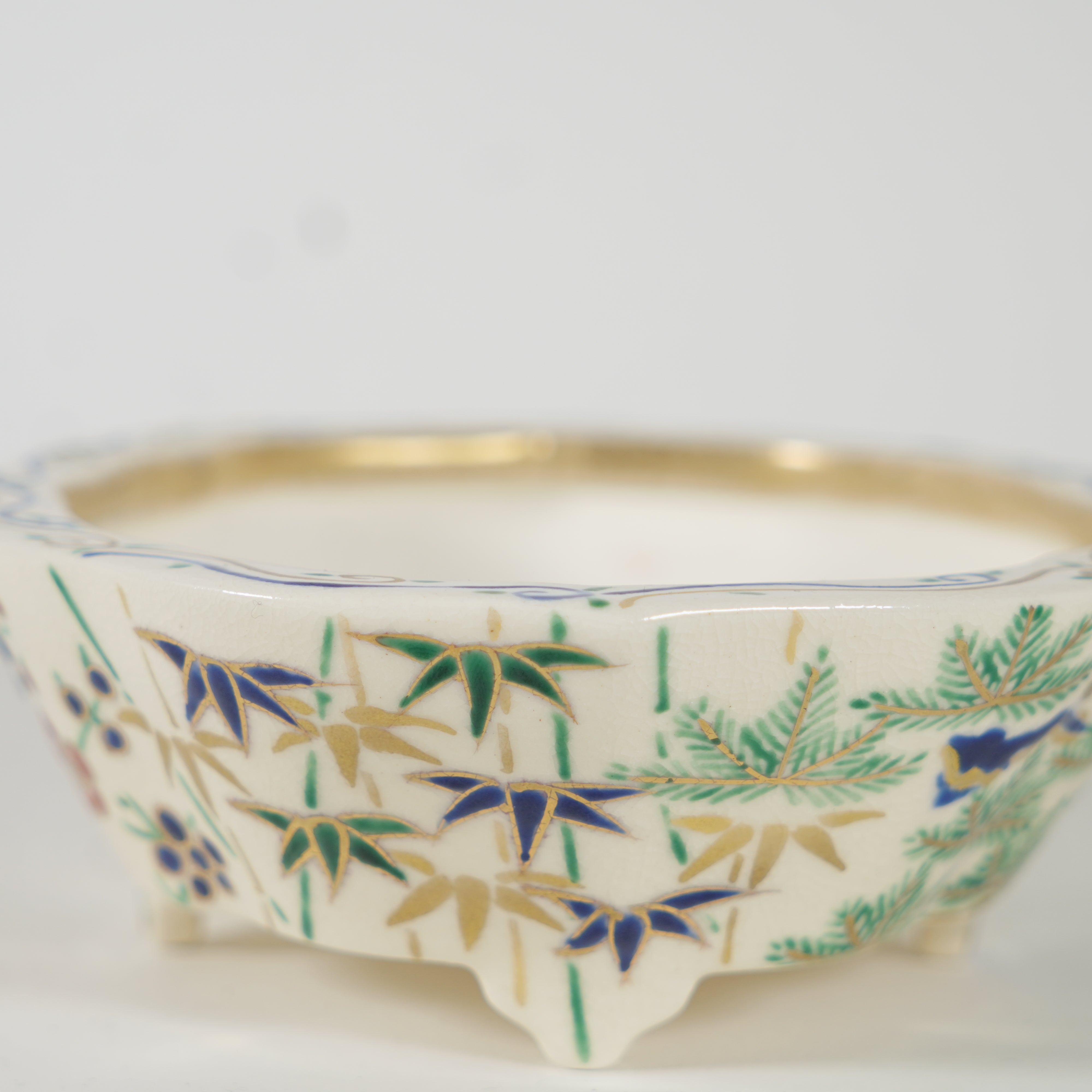Bonsai Pot / Iroe Enamel / Pine, Bamboo & Plum