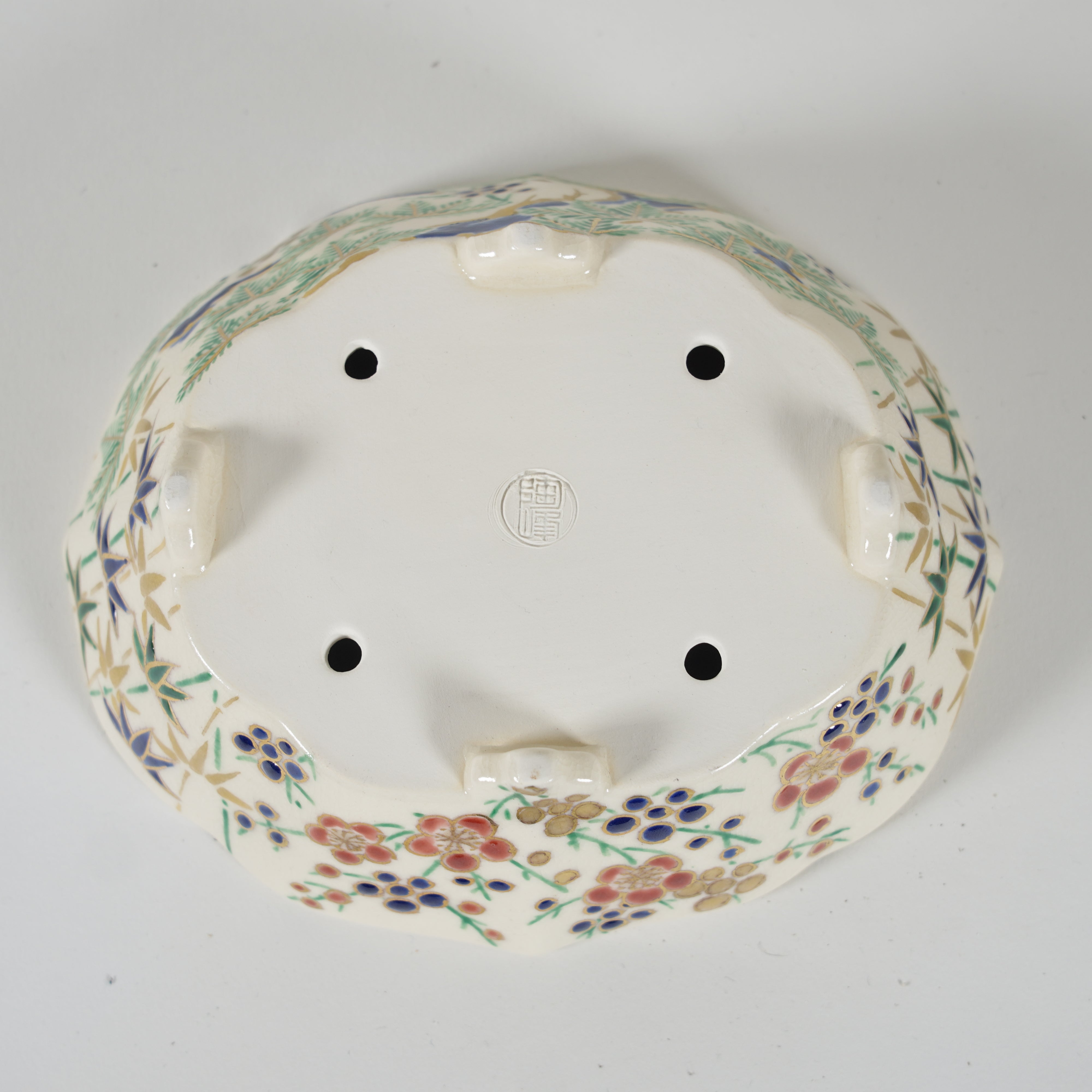 Bonsai Pot / Iroe Enamel / Pine, Bamboo & Plum