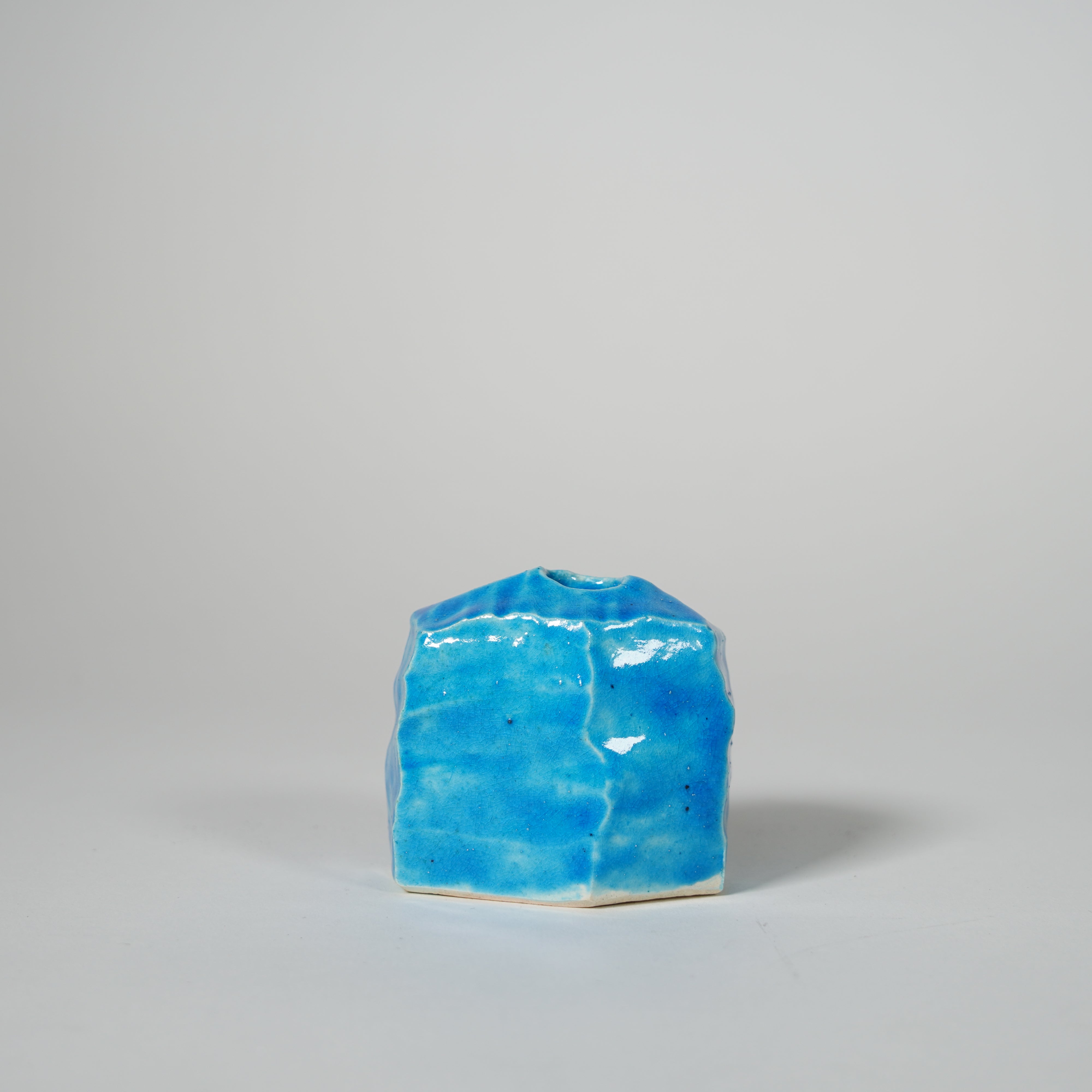 Mini Single Flower Vase / Kyo-yaki / Blue