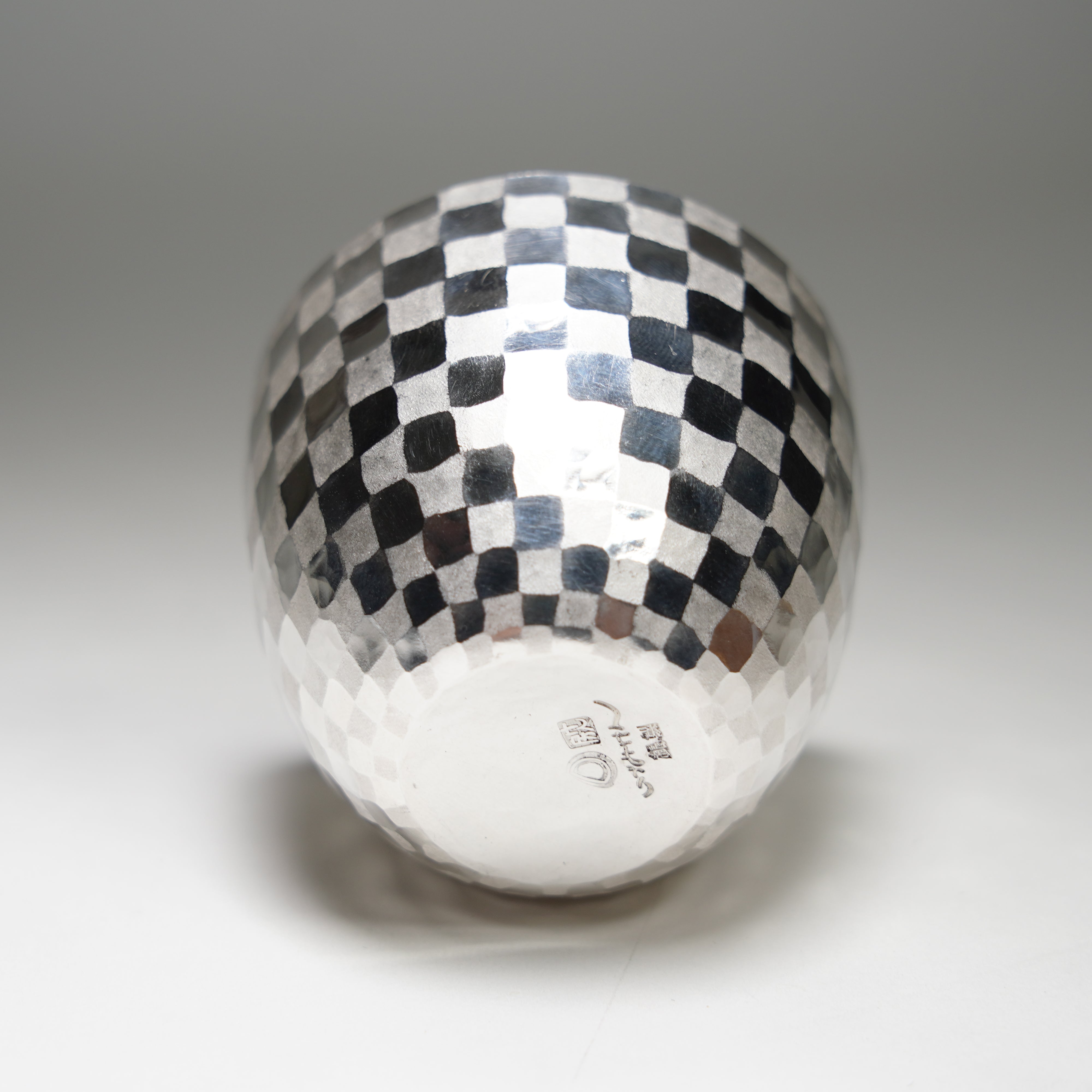 Silver Sake Cup / Sterling Silver / Ichimatsu Checkered