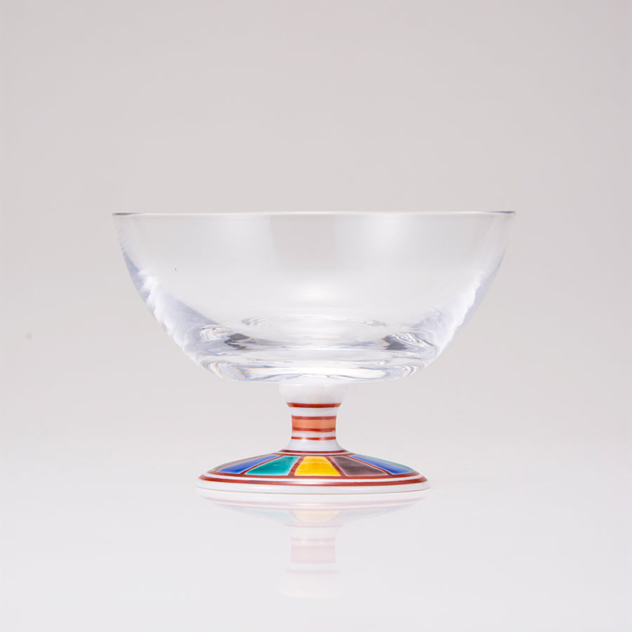 Kutani Japanese Postre Glass / colorido Patrón 2 / Plain