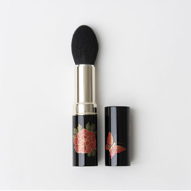 Brosse de maquillage / pivoine et papillon