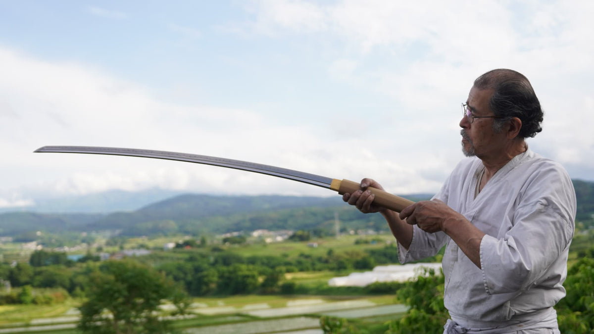 Living legend and Japanese swordsmith Miyairi Norihiro forging an authentic masterwork Katana