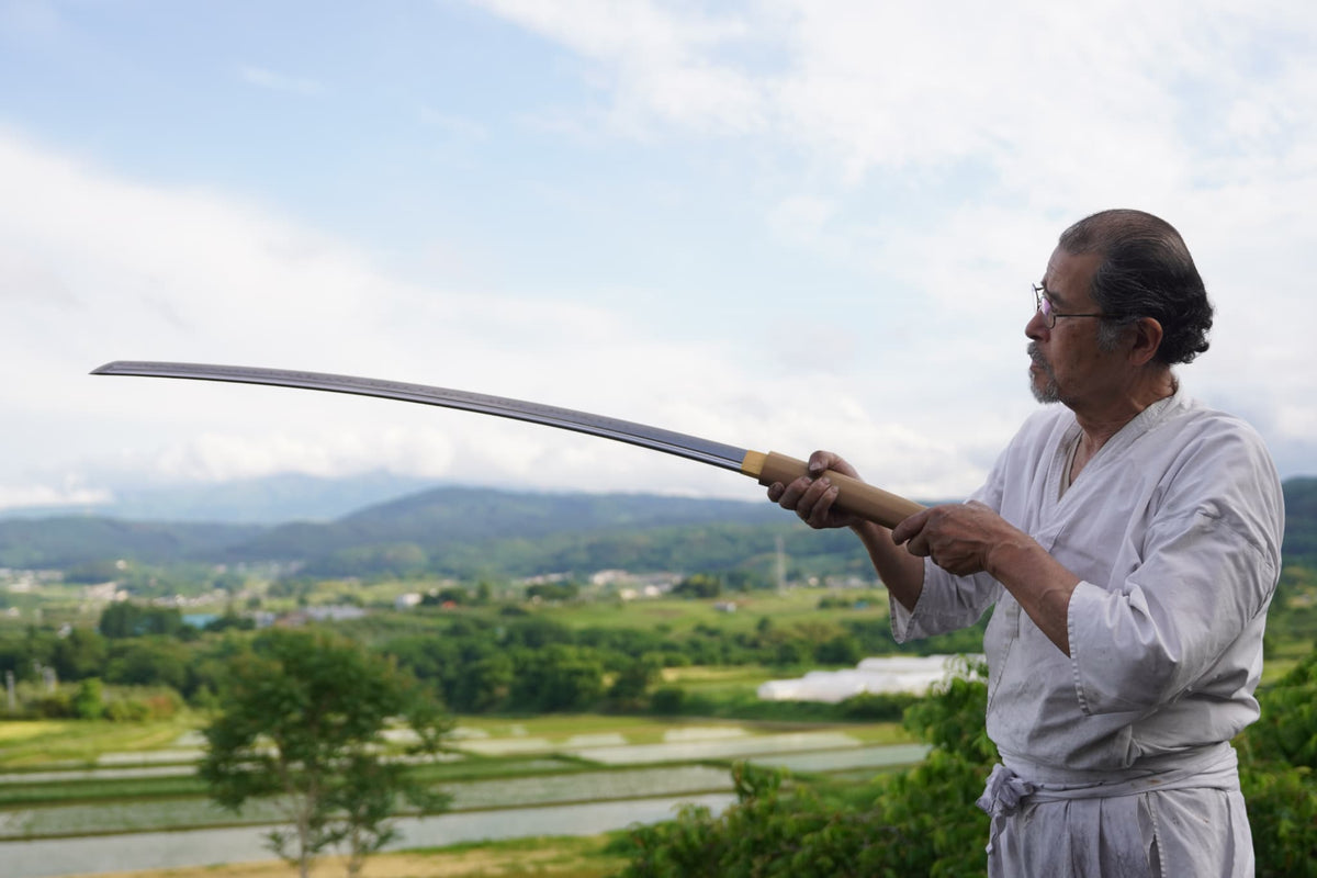 Living legend and Japanese swordsmith Miyairi Norihiro forging an authentic masterwork Katana