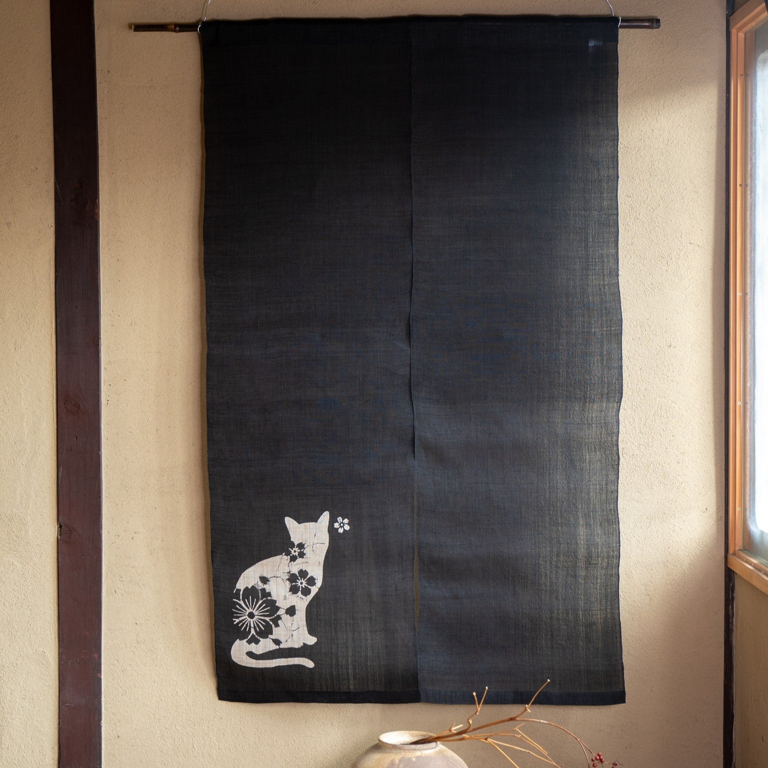 Noren Curtain / Kyoto Dyed / Cat Motif