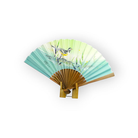 Kaga Yuzen Japanese Folding Fan / Motacilla Cinerea