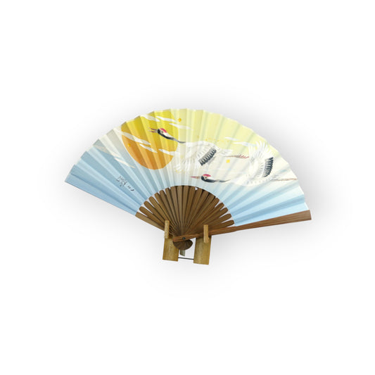 Kaga Yuzen Japanese Folding Fan / Crane