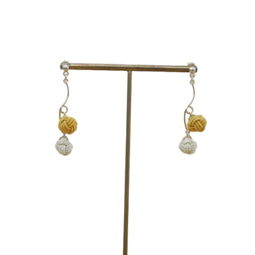 Double Tamamusubi Knot Earrings -Yellow-