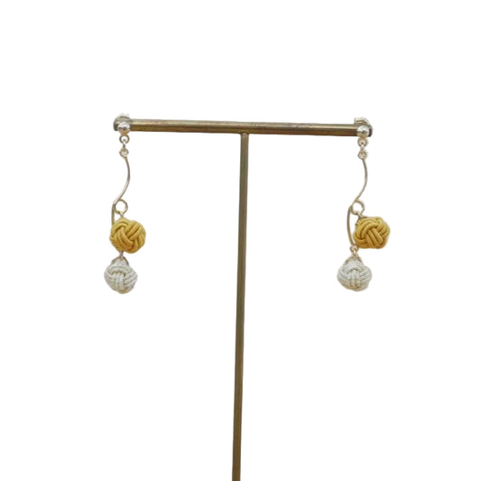 Double Tamamusubi Knot Earrings -Yellow-