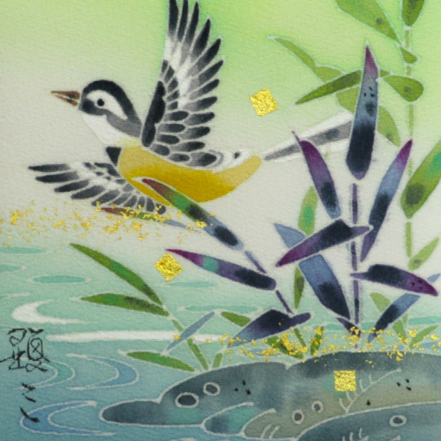 Kaga Yuzen Panel / Motacilla cinerea