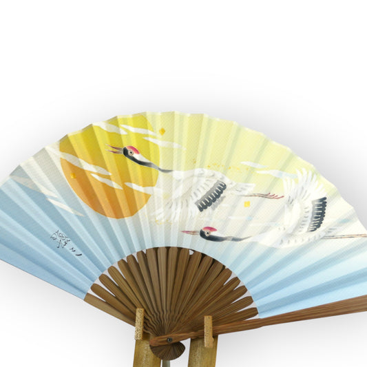 Kaga Yuzen Japanese Folding Fan / Crane