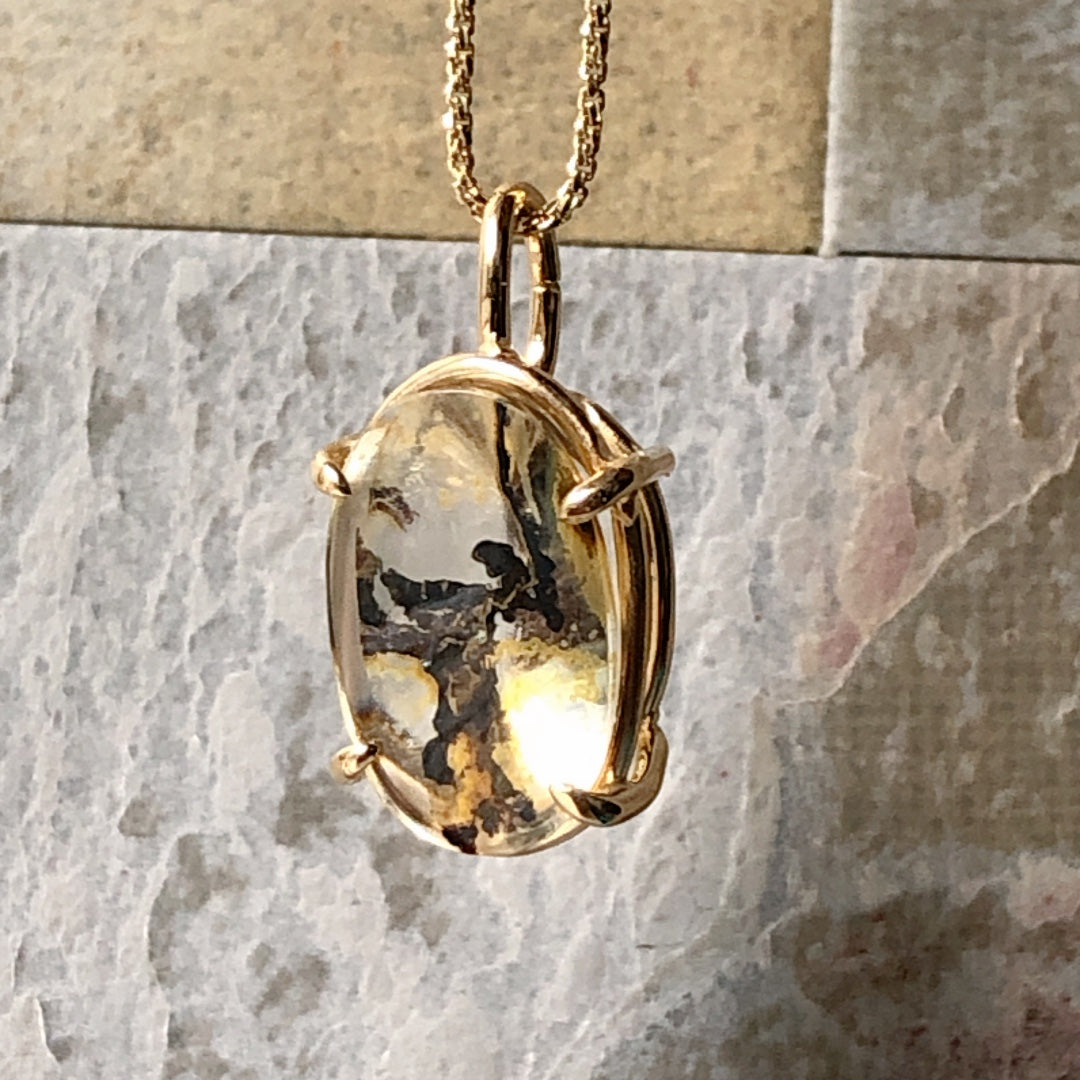 Silver Necklace / Sterling Silver / Dendritic Quartz / No.003