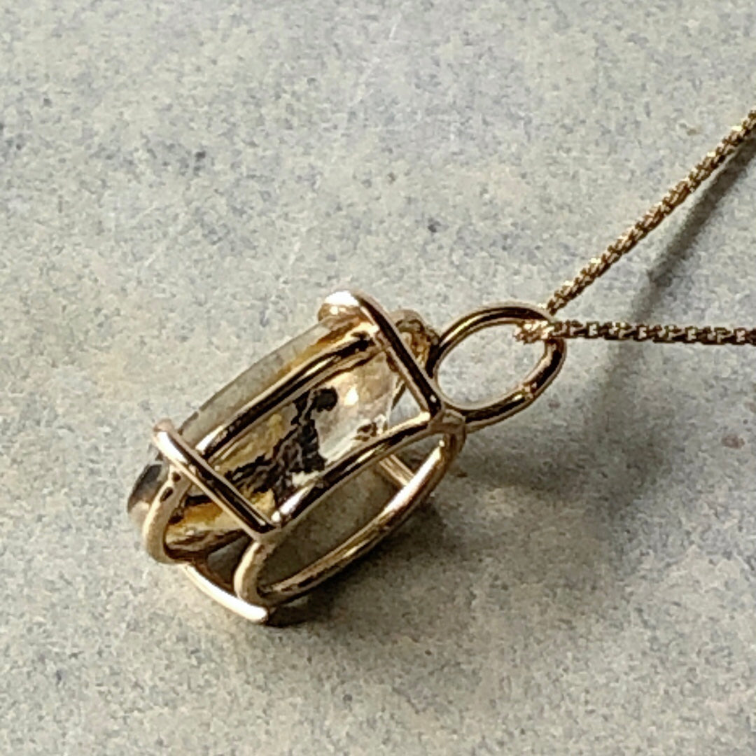 Silver Necklace / Sterling Silver / Dendritic Quartz / No.003