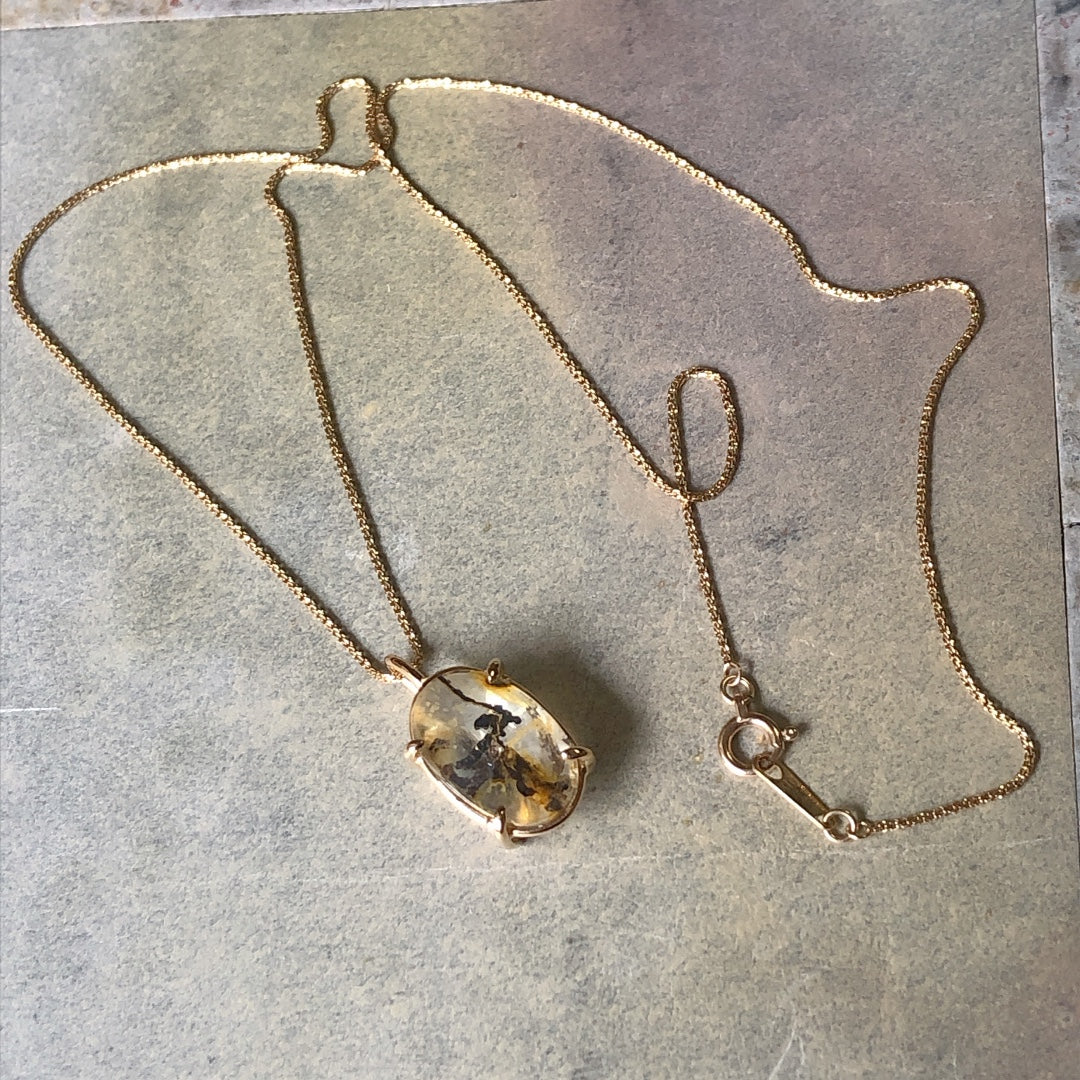 Silver Necklace / Sterling Silver / Dendritic Quartz / No.003