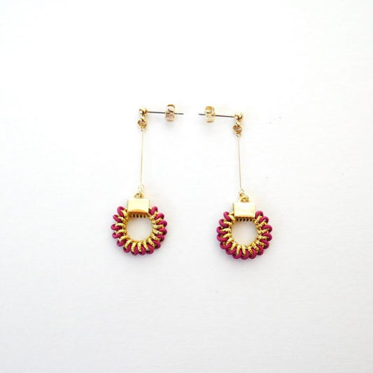 Circle Earrings -Red Purple-