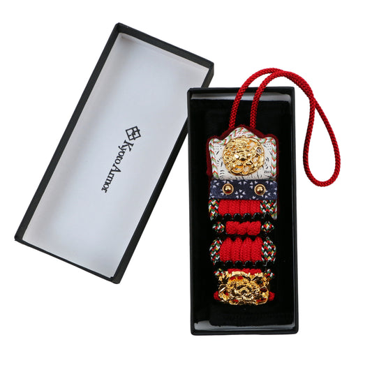 Armor Accessory Nikitama Mini / Black Urushi Lacquered / Red Braid