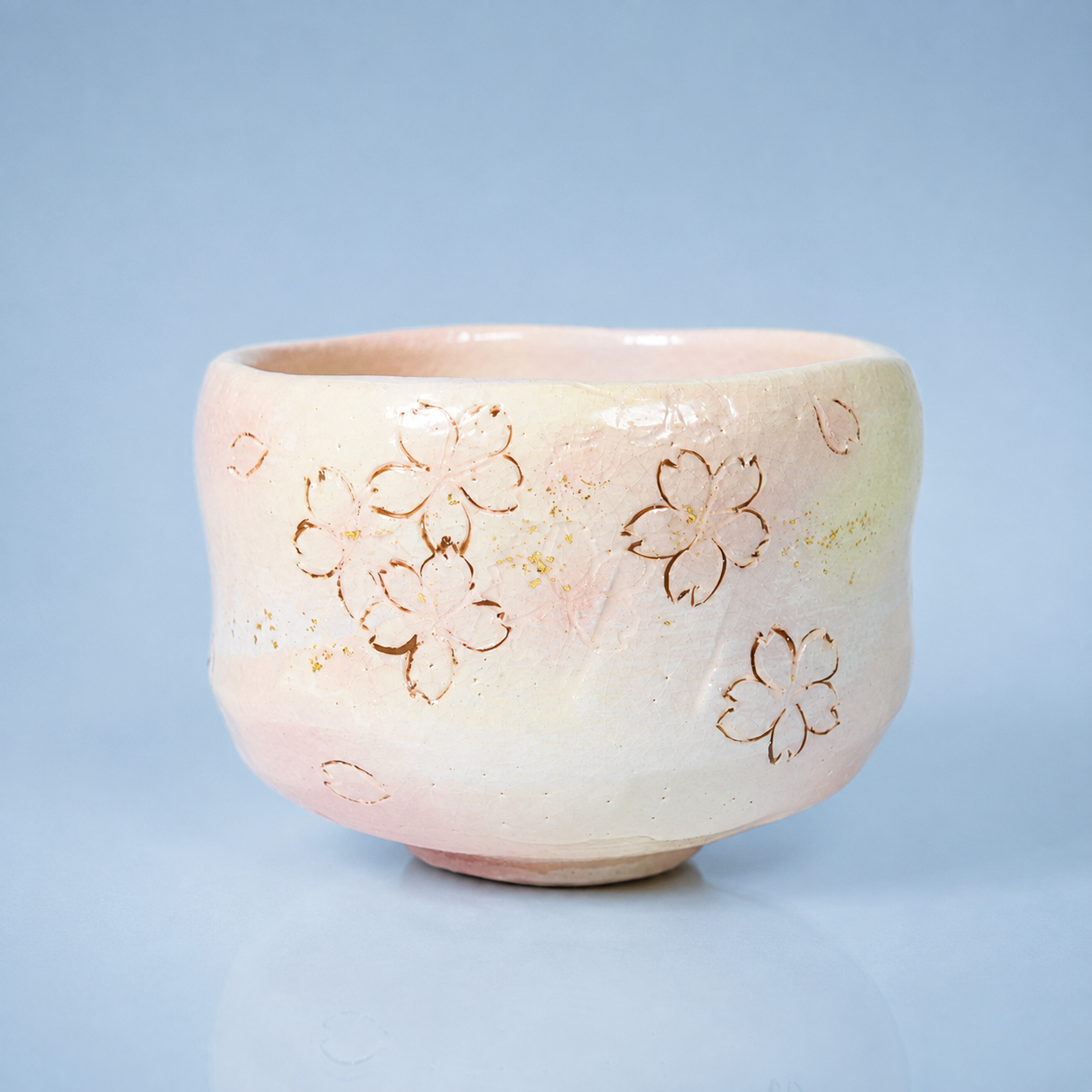 Raku Pottery / Tea Bowl / Cherry Blossom
