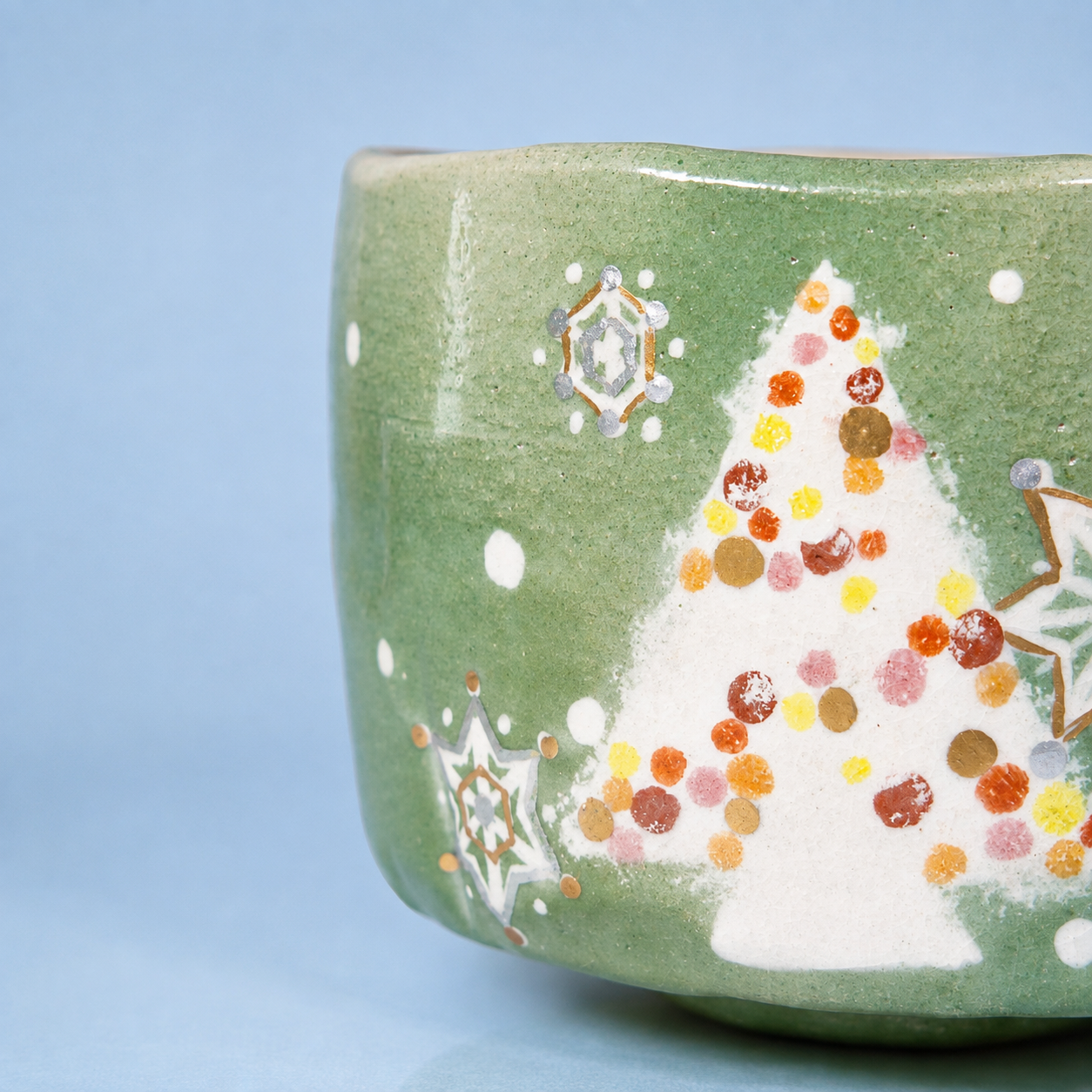 Raku Pottery / Tea Bowl / Christmas