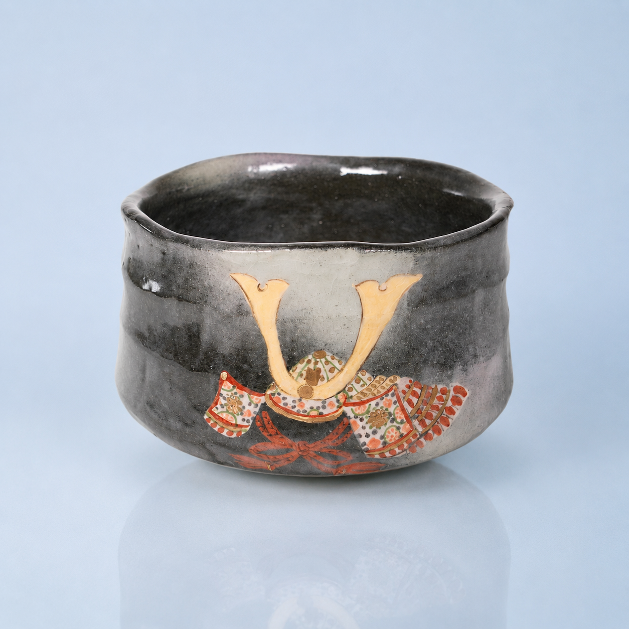 Raku Pottery / Tea Bowl / Samurai Helmet