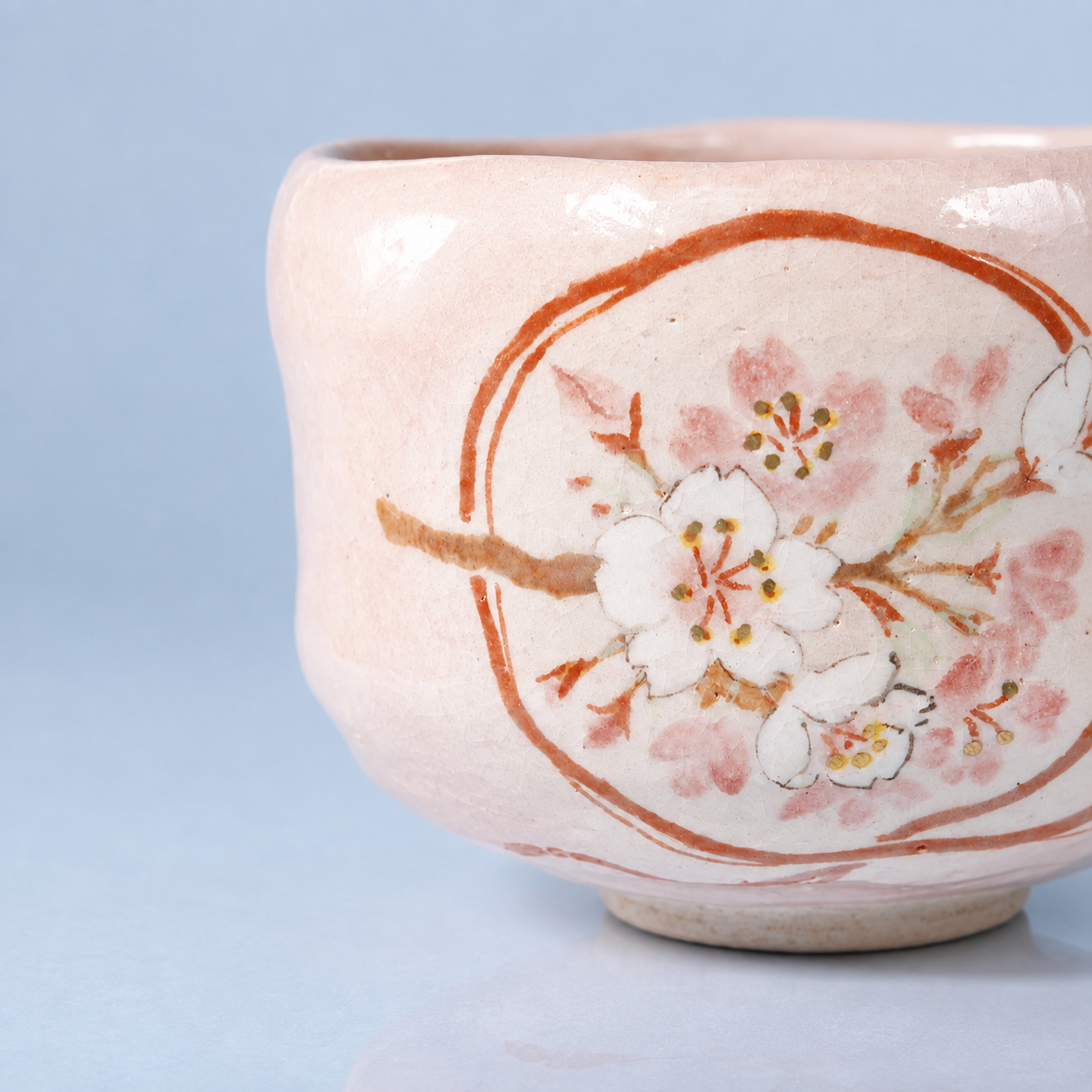 Raku Pottery / Tea Bowl / Wreath of Cherry Blossom