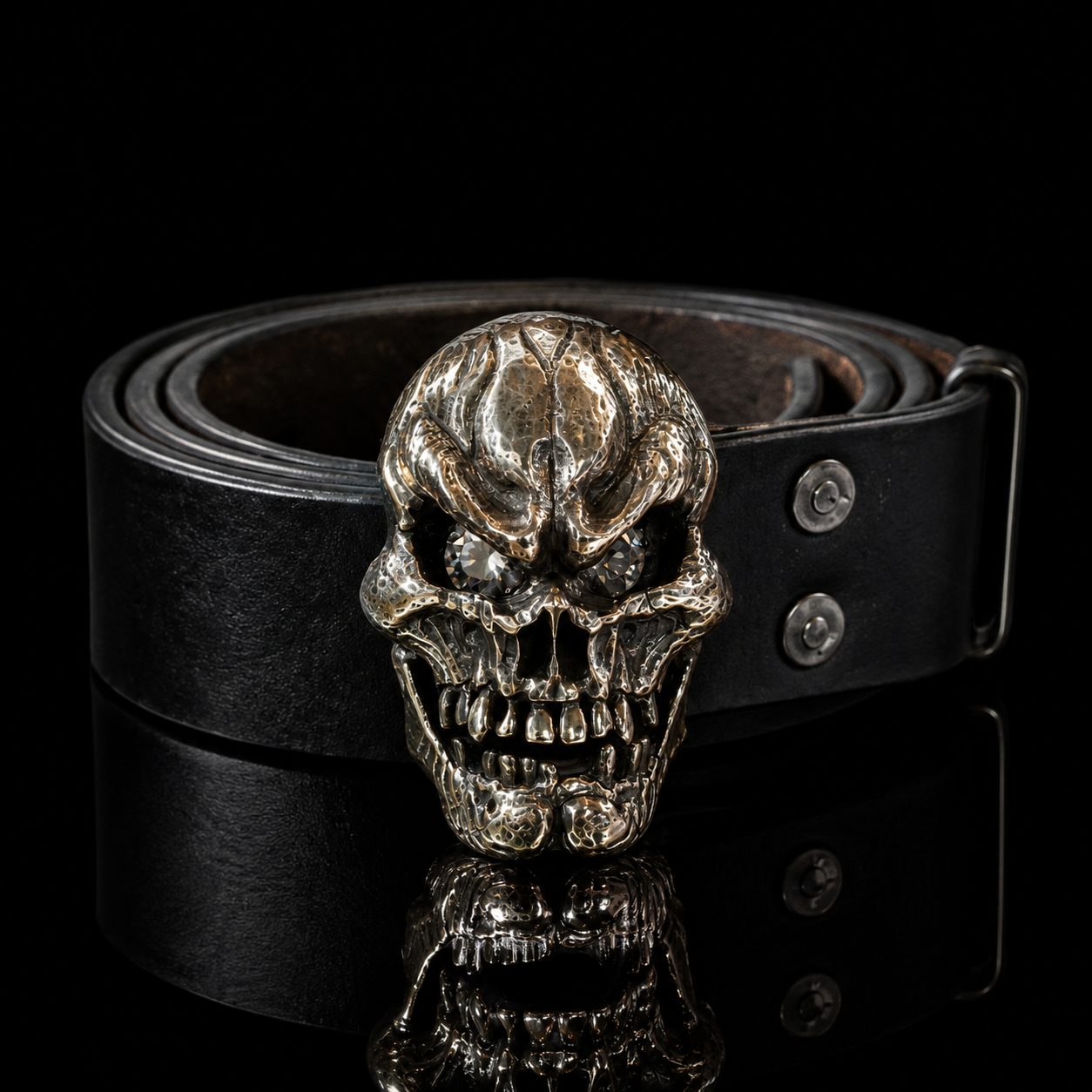 Fibbia in argento / cranio